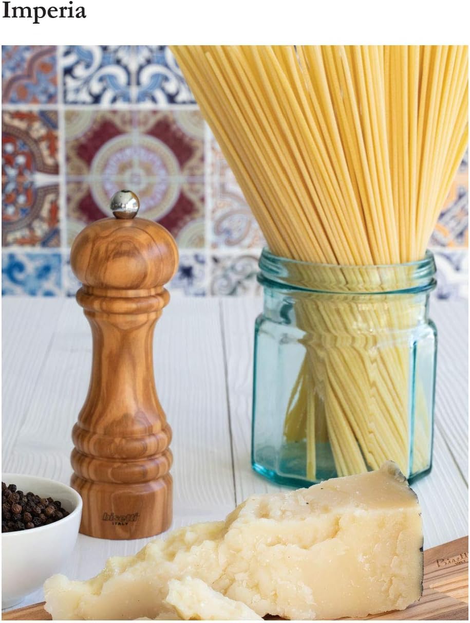 Bisetti Imperia Adjustable Salt Mill Grinder, 6.5 Inch, Brown