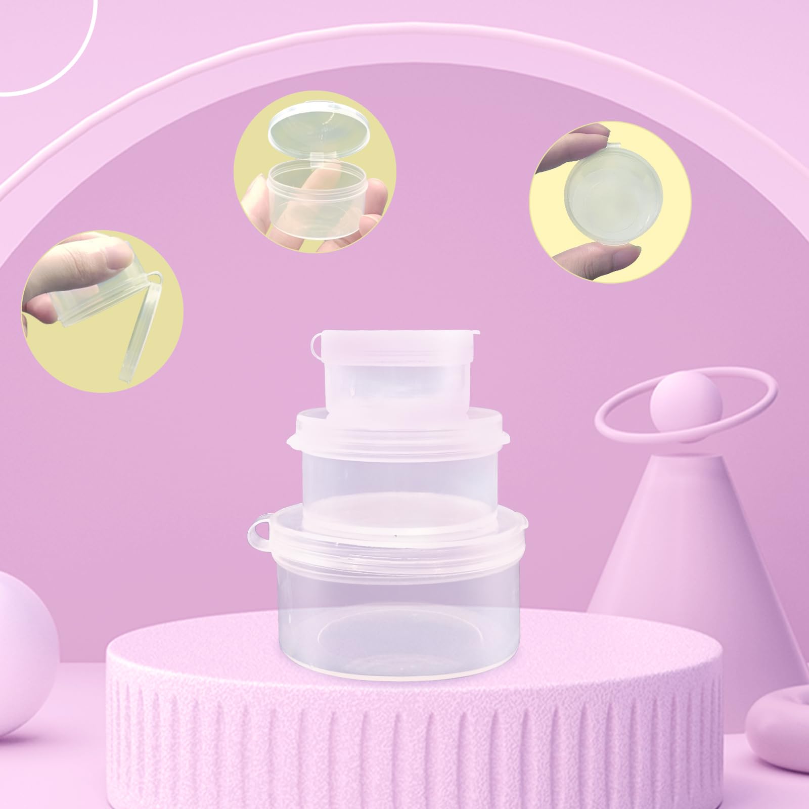 Zfyoung 30 Pcs Plastic Cosmetic Jar 5/10/20Ml Clear Case With Snap Lids Portable,Travel Storage Cosmetic Samples Beauty Products
