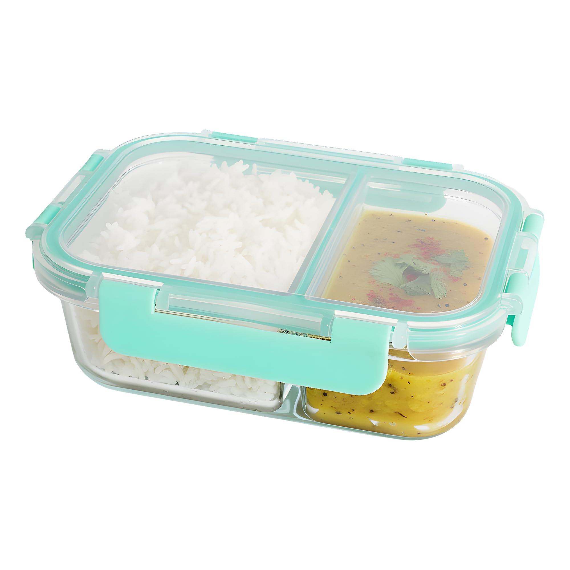 The Better Home Borosilicate Glass Compartment Lunch Box | Tiffin Box For Office For Men Women | Microwave Safe Leak Proof Airti