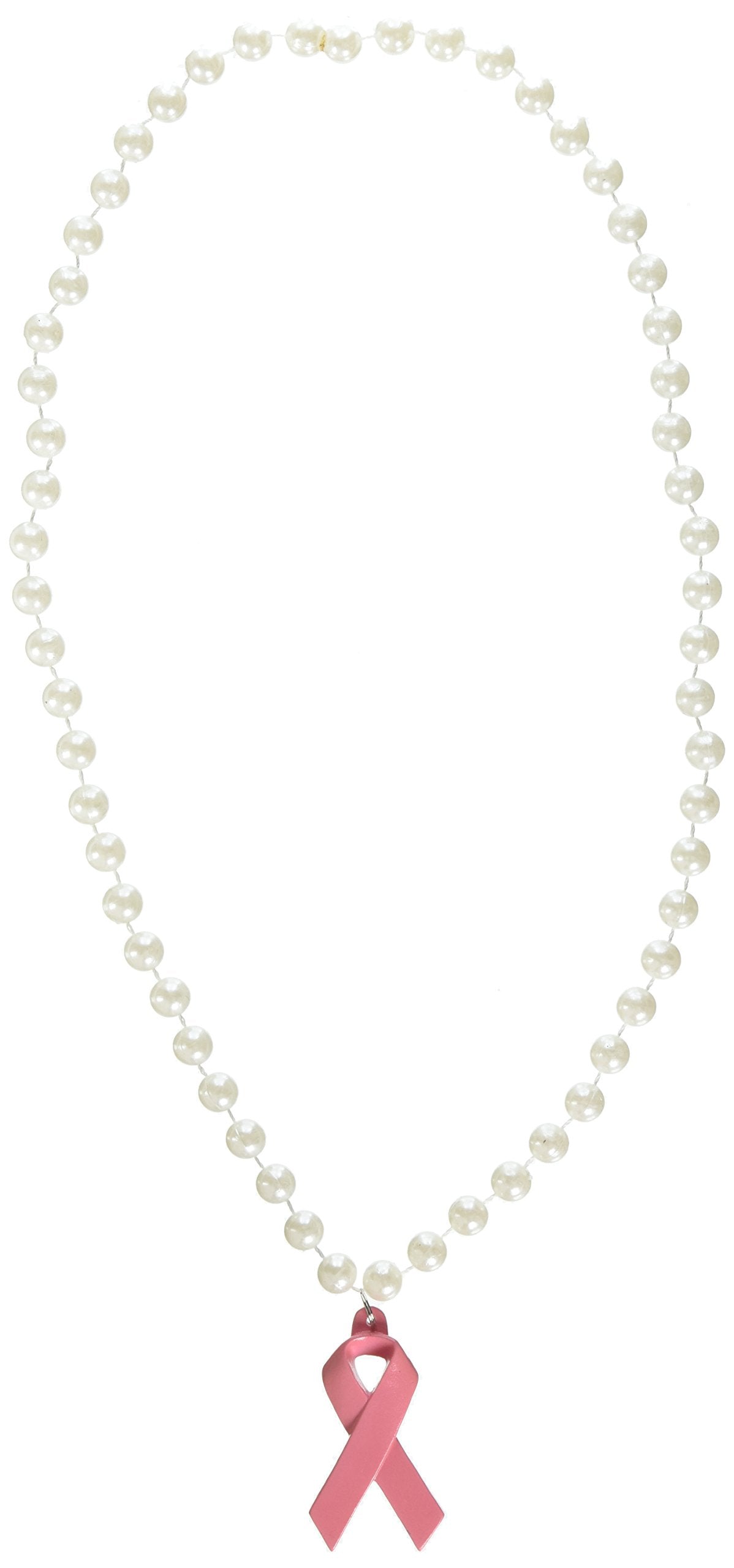 Beads With Pink Ribbon Medallion