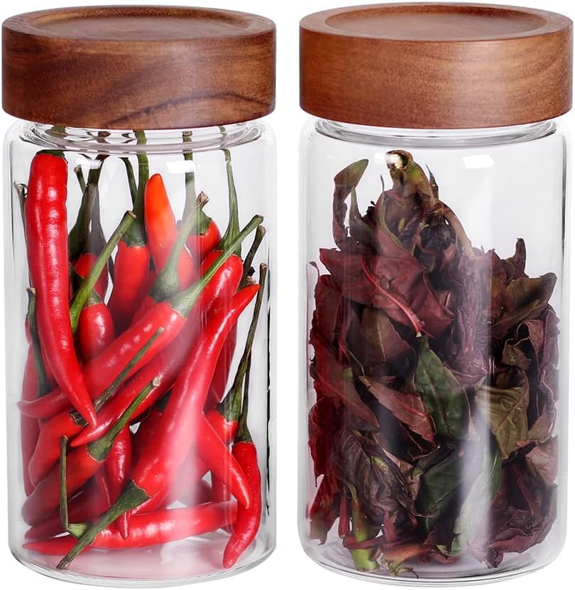 Femora Borosilicate Glass Jar With Wooden Lid| Glass Jars For Kitchen| Kitchen Storage Jars| 1 Year Warranty| Fancy Jars For Gif