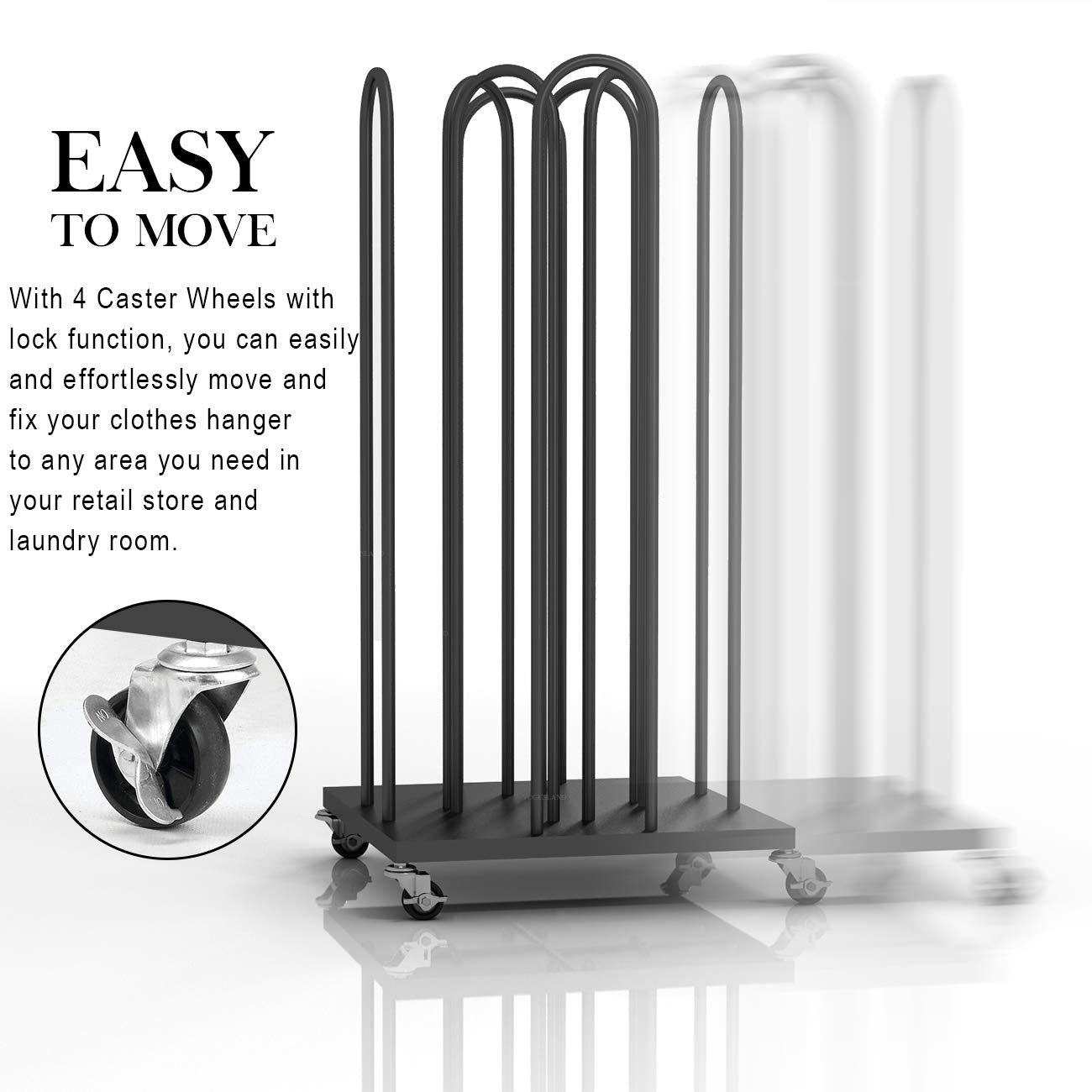 Hanger Organizer Stacker,4 In 1 Hanger Rack Stand With Swivel Caster Wheels For Laundry Room, Retail Store (Black, 1)