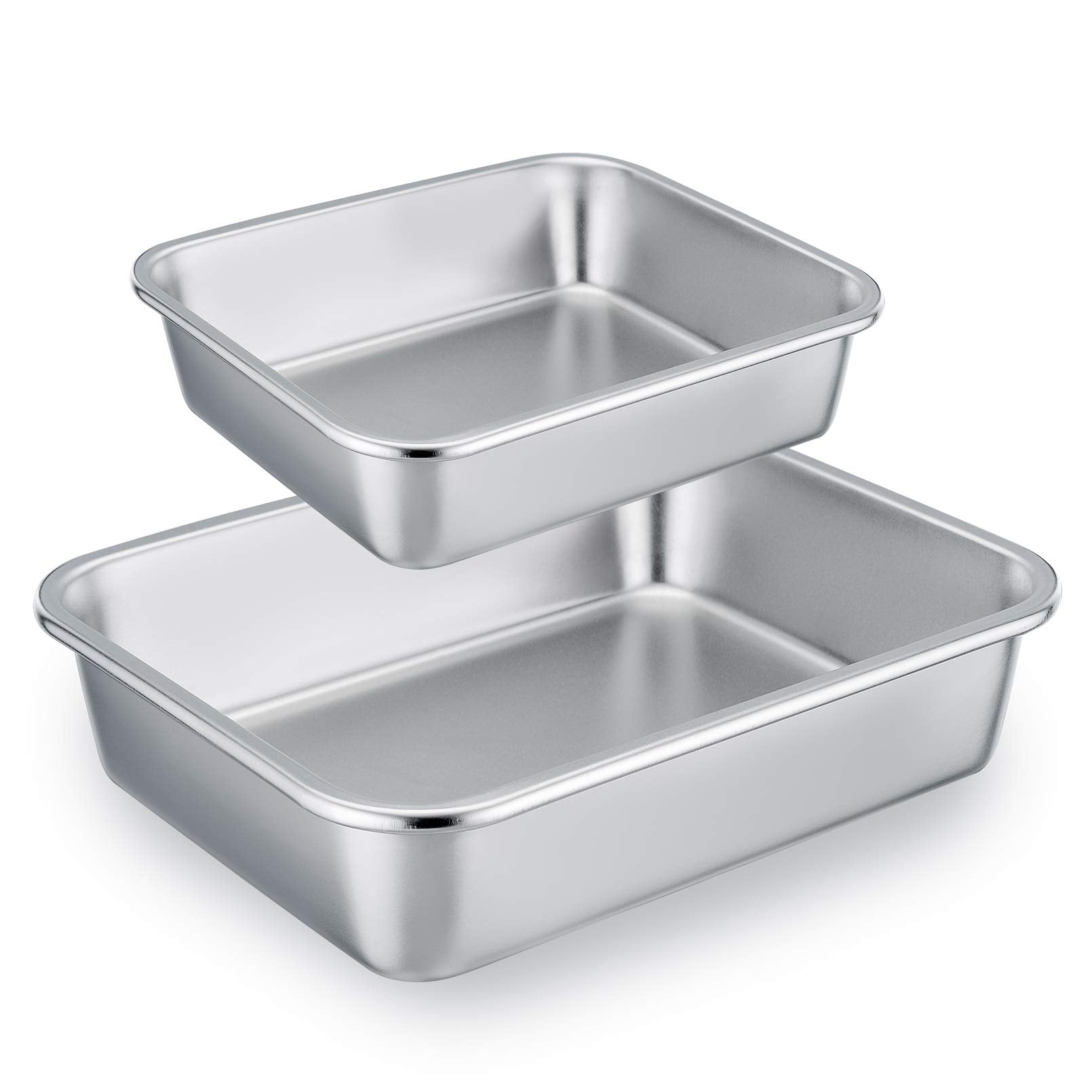 Teamfar Lasagna Pan Set Of 2, Brownie Pan Rectangle Cake Pan Stainless Steel, Heavy Duty & Healthy, Easy Clean & Dishwasher Safe