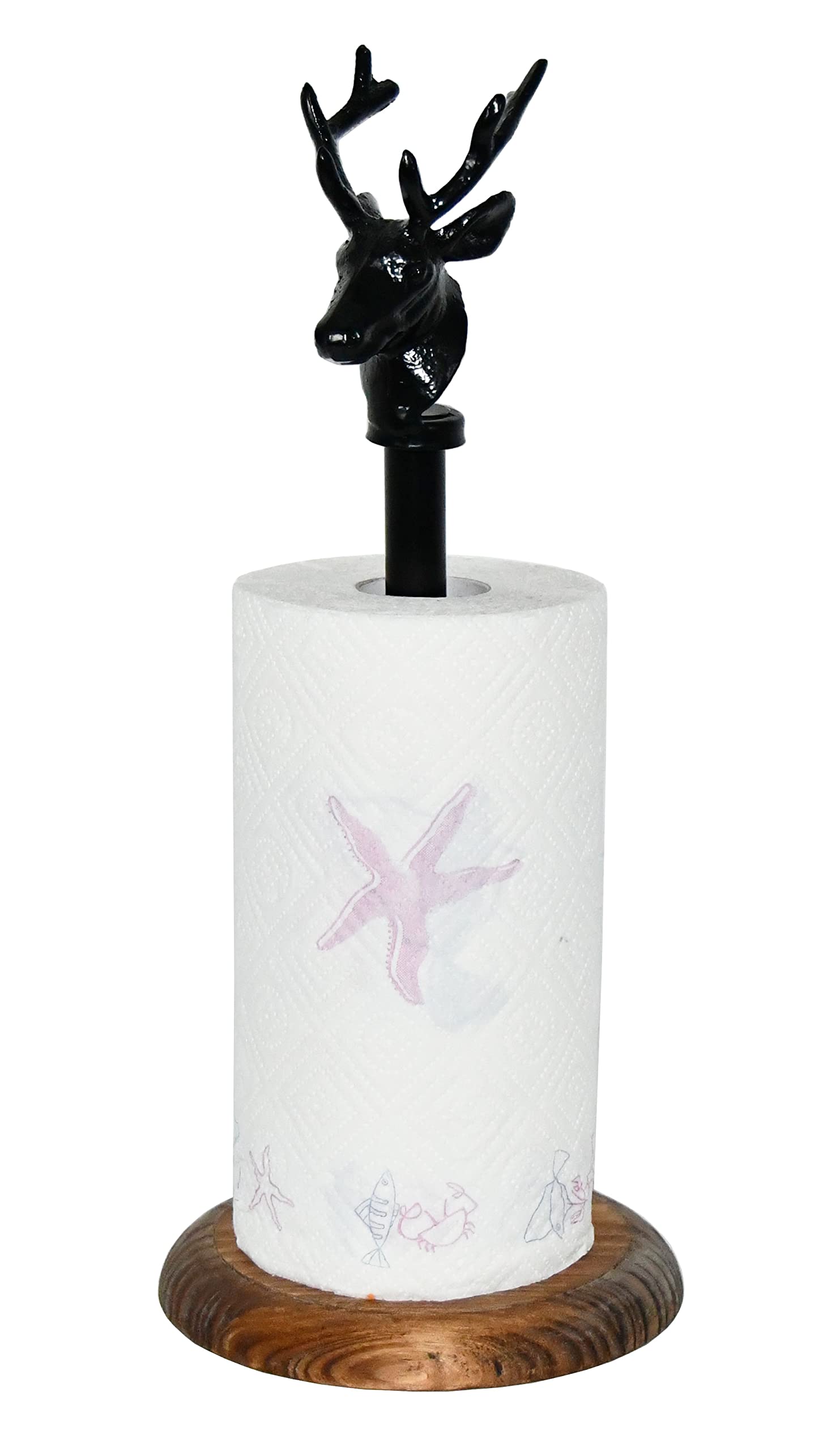 Owlgift Deer Paper Towel Holder Stand, Elk Freestanding Paper Towel Roll Dispenser For Kitchen Countertop Fits Standard And Jumb
