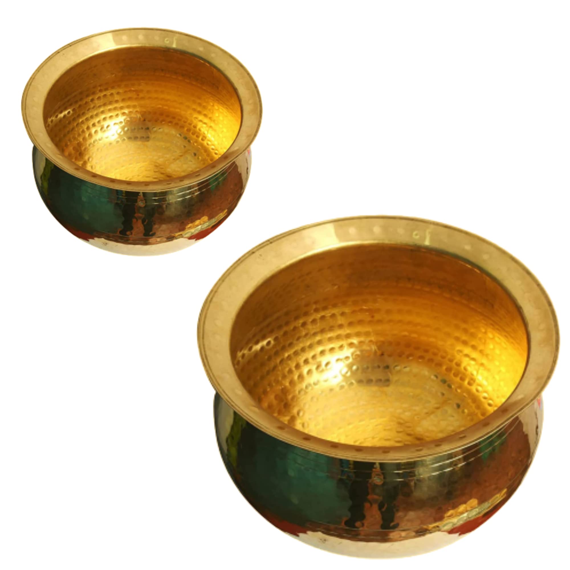 Hokoya Brass Utensils For Kitchen Handi Set (Combo (10L+4L))