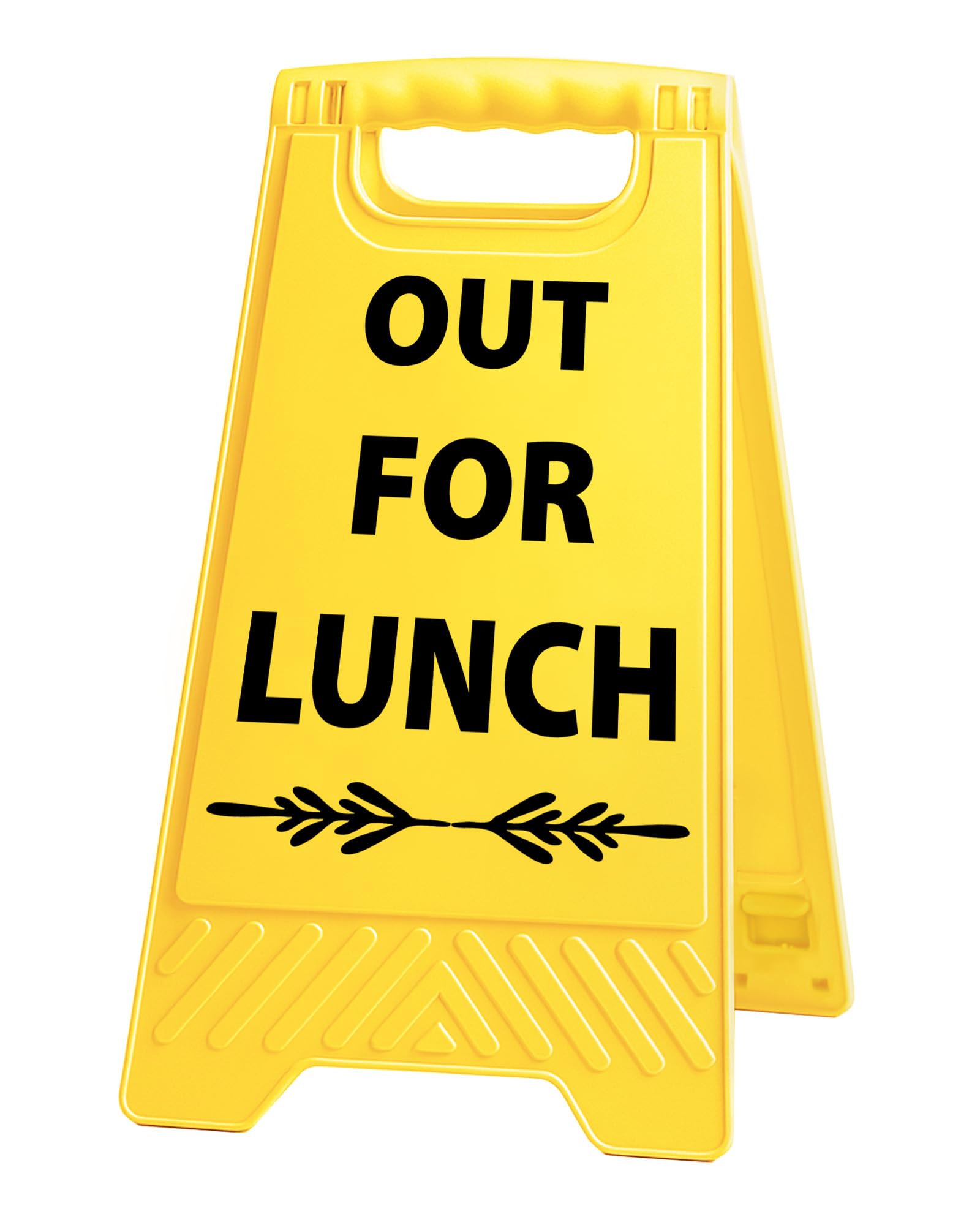 Out for Lunch Funny Reminder Desk Sign Yellow Warning Style Office Table Decorative Gift for Coworkers Friends Home Workspace Ph