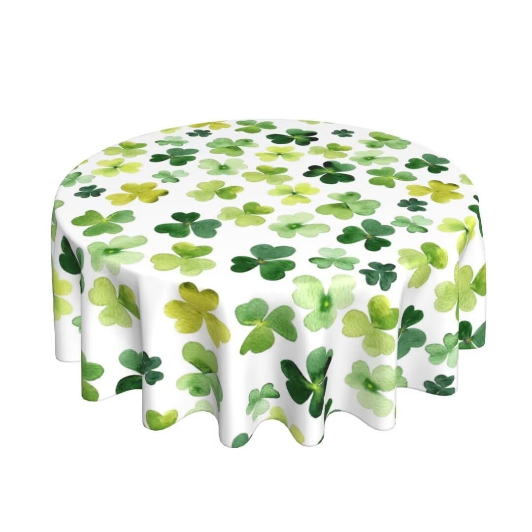 BETGINY St. Patricks Day Tablecloth 70X70 Inch Round Green Watercolor Shamrock Table Cloth Dust-Proof Wrinkle Resistant Rustic 