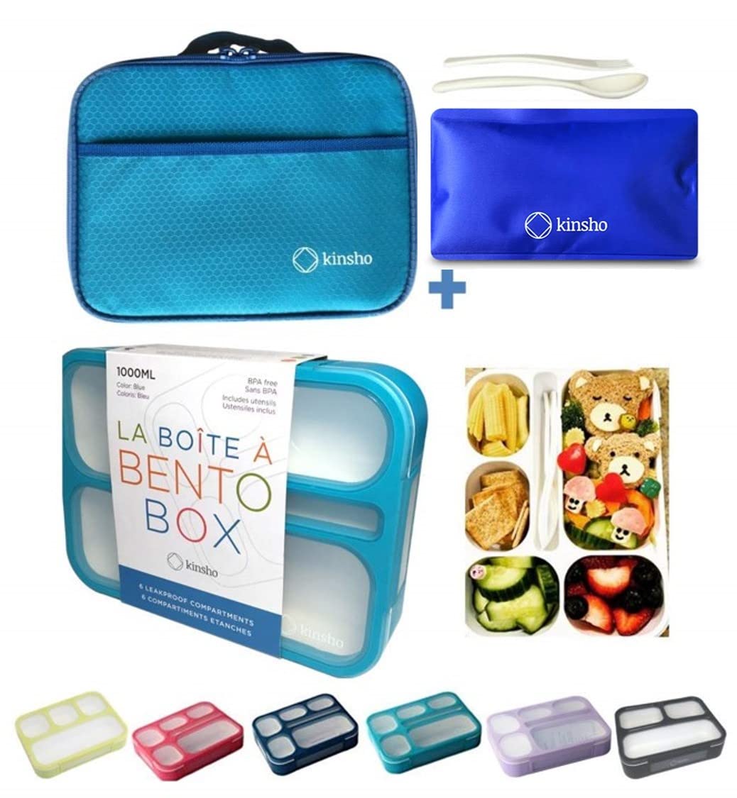 Bento-Box With Bag And Ice Pack Set. Lunch Boxes Snack Containers For Kids Boys Girls Adults. 6 Compartments, Leakproof Portion