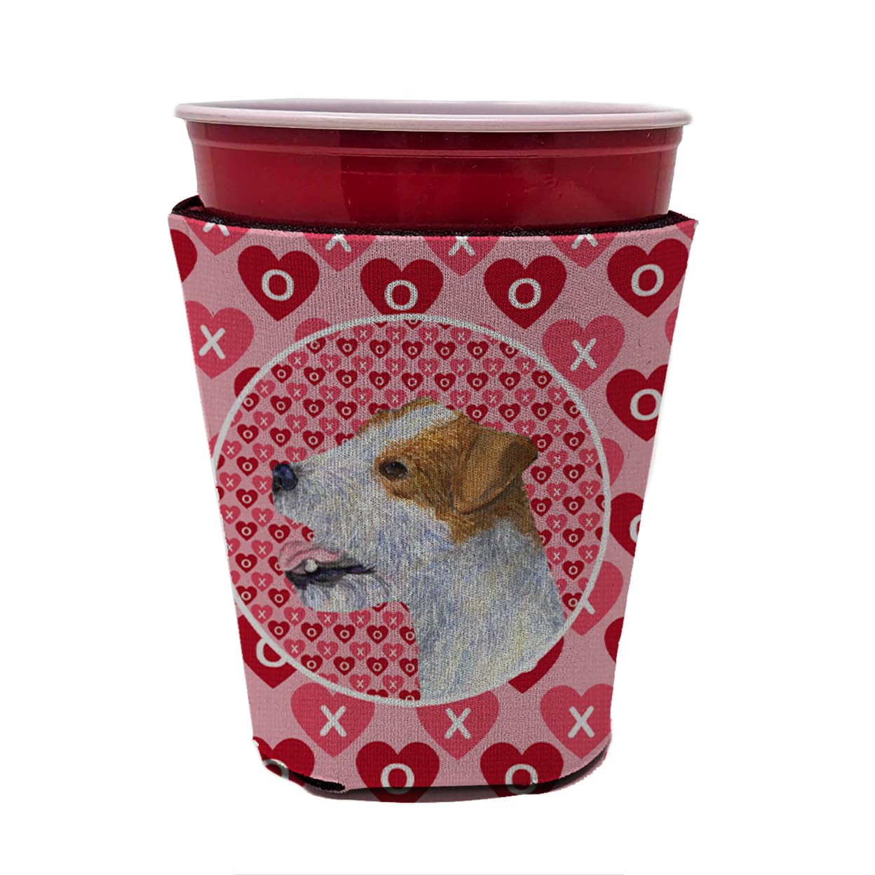 Caroline'S Treasures Ss4504Rsc Jack Russell Terrier Hearts Love And Valentine'S Day Red Cup Hugger Cup Cooler Sleeve Hugger Mach
