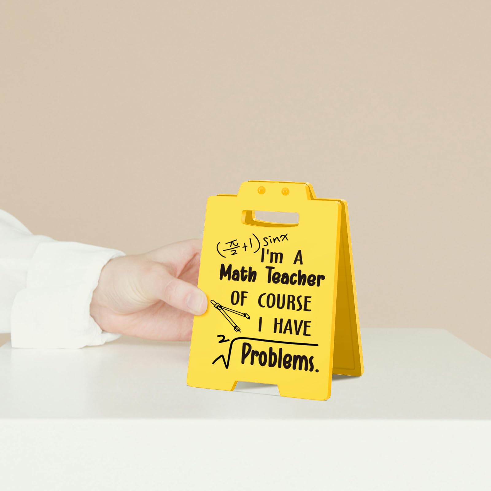 Funny Math Teacher Desk Sign - Of Course I Have Problems    - Yellow Caution Style Decor for Classroom or Office - Gag Gift for