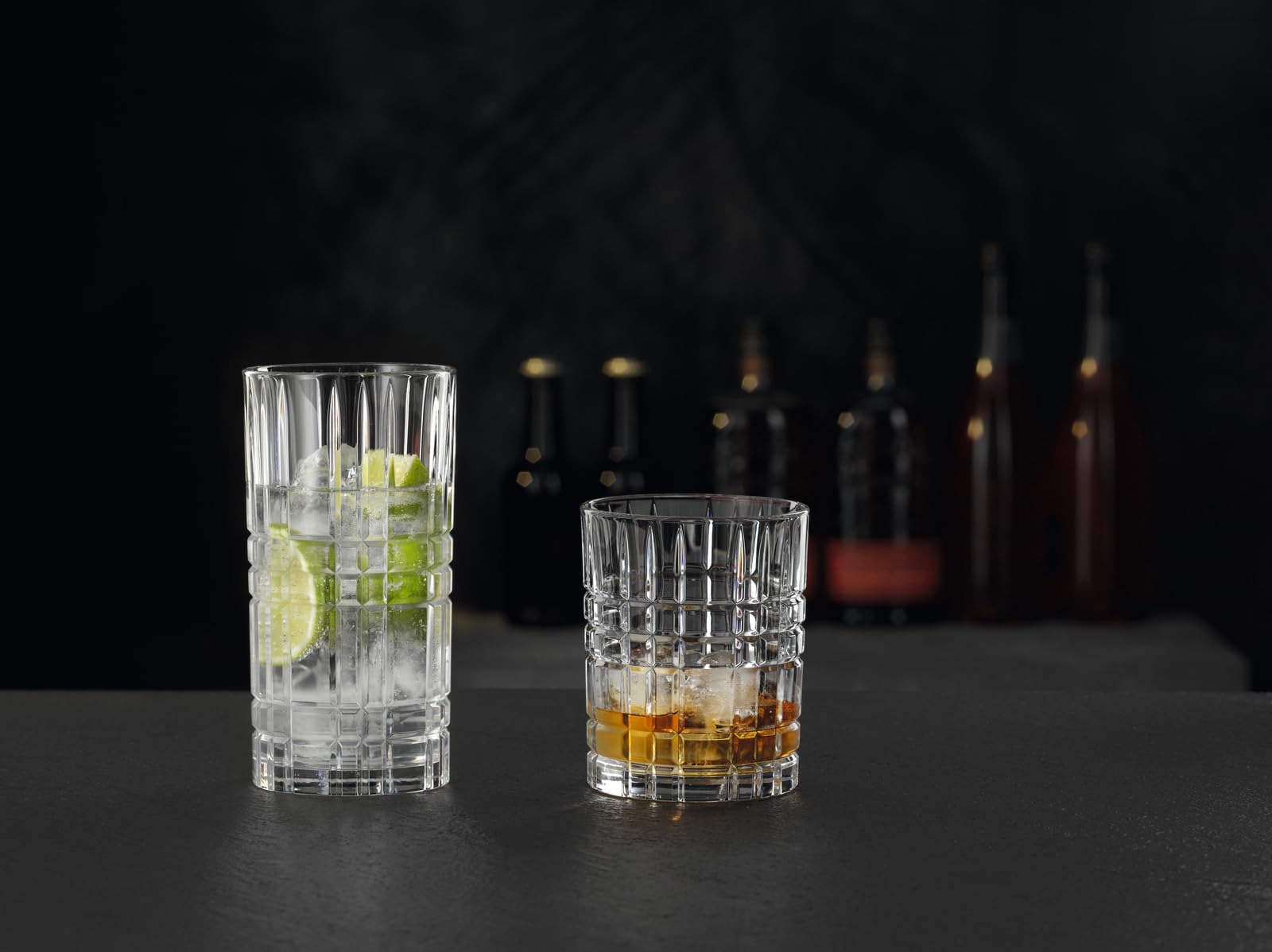 Nachtmann Highland Square Tumbler Set Of 12 | Mixed Drinkware Set | Hiball Tumbler And Rock Drinking Glass | Kitchen Glassware |