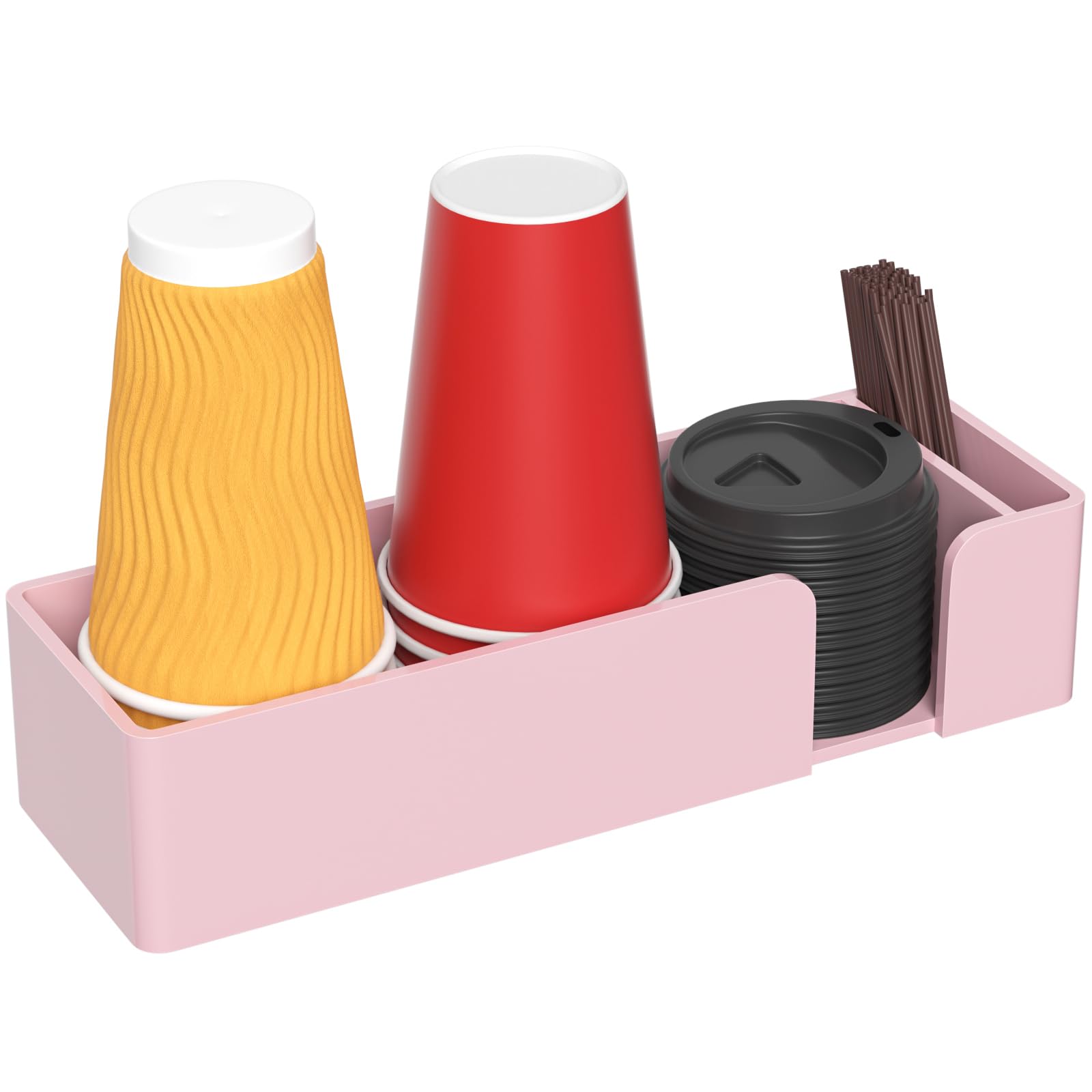Rulyyo Coffee Cup Holder for Countertop  Pink Acrylic Coffee Bar Accessories 3 Cup Organizer Station Organizer Farmhouse Table 