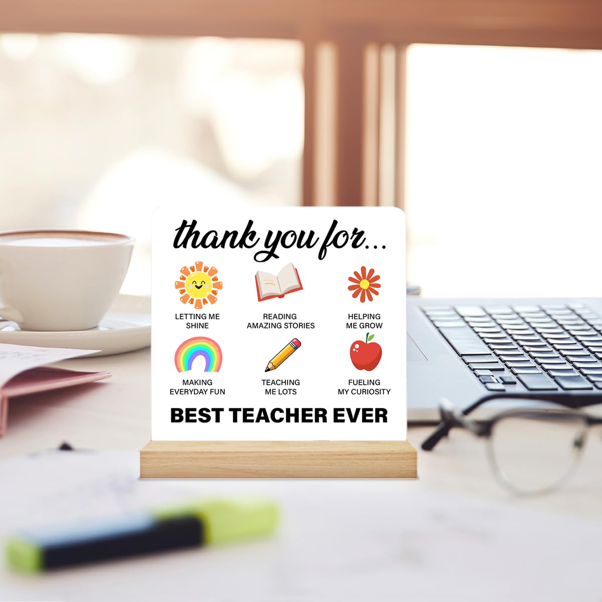 Teacher Appreciation Gifts Thank You Teacher Gifts Best Teacher Ever Gifts Acrylic Desk Plaque Sign