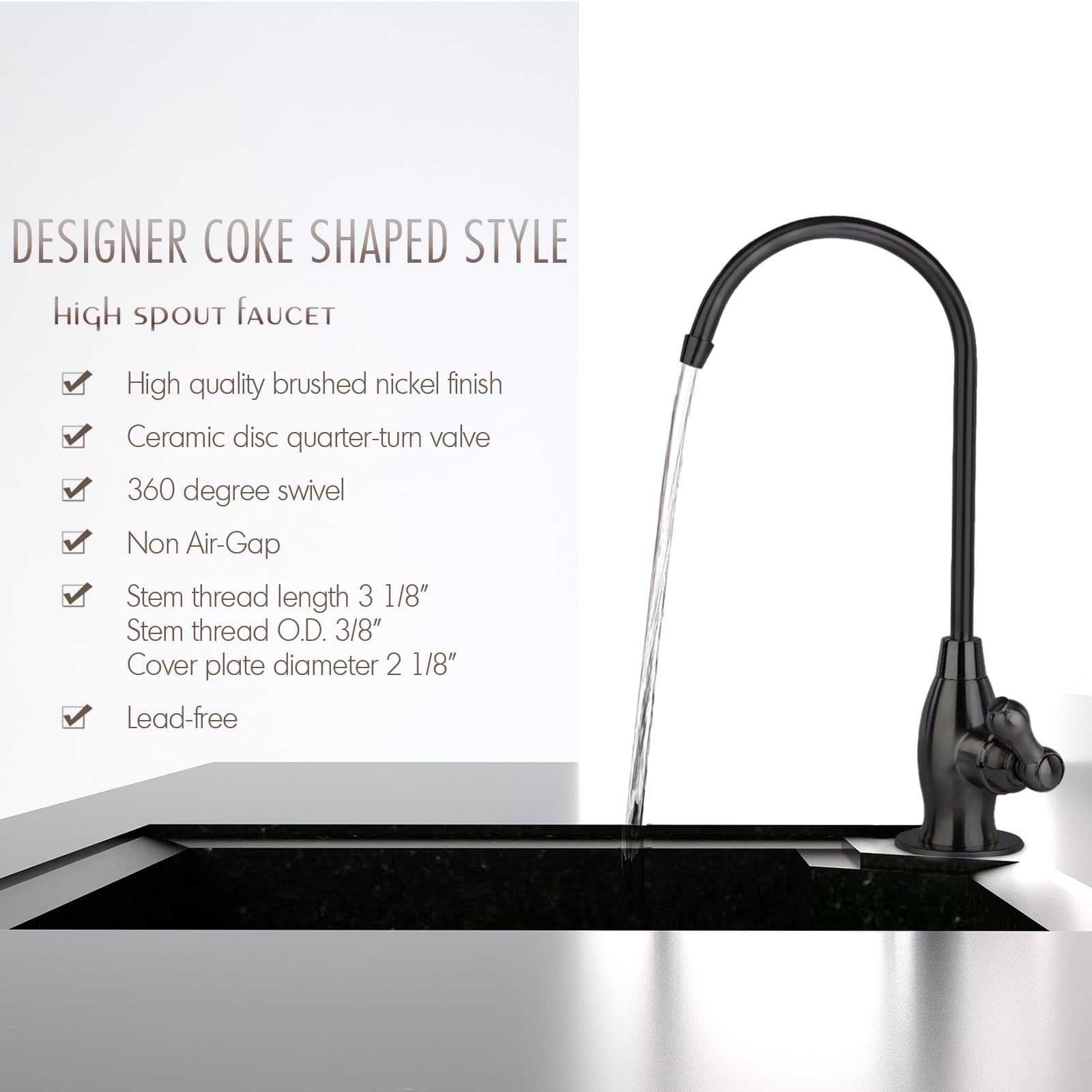 iSpring GK1-ORB Heavy Duty Reverse Osmosis Faucet  High Spout Kitchen Bar Sink Drinking Water Faucet  Contemporary Style RO Faucet  Oil Rubbed Black