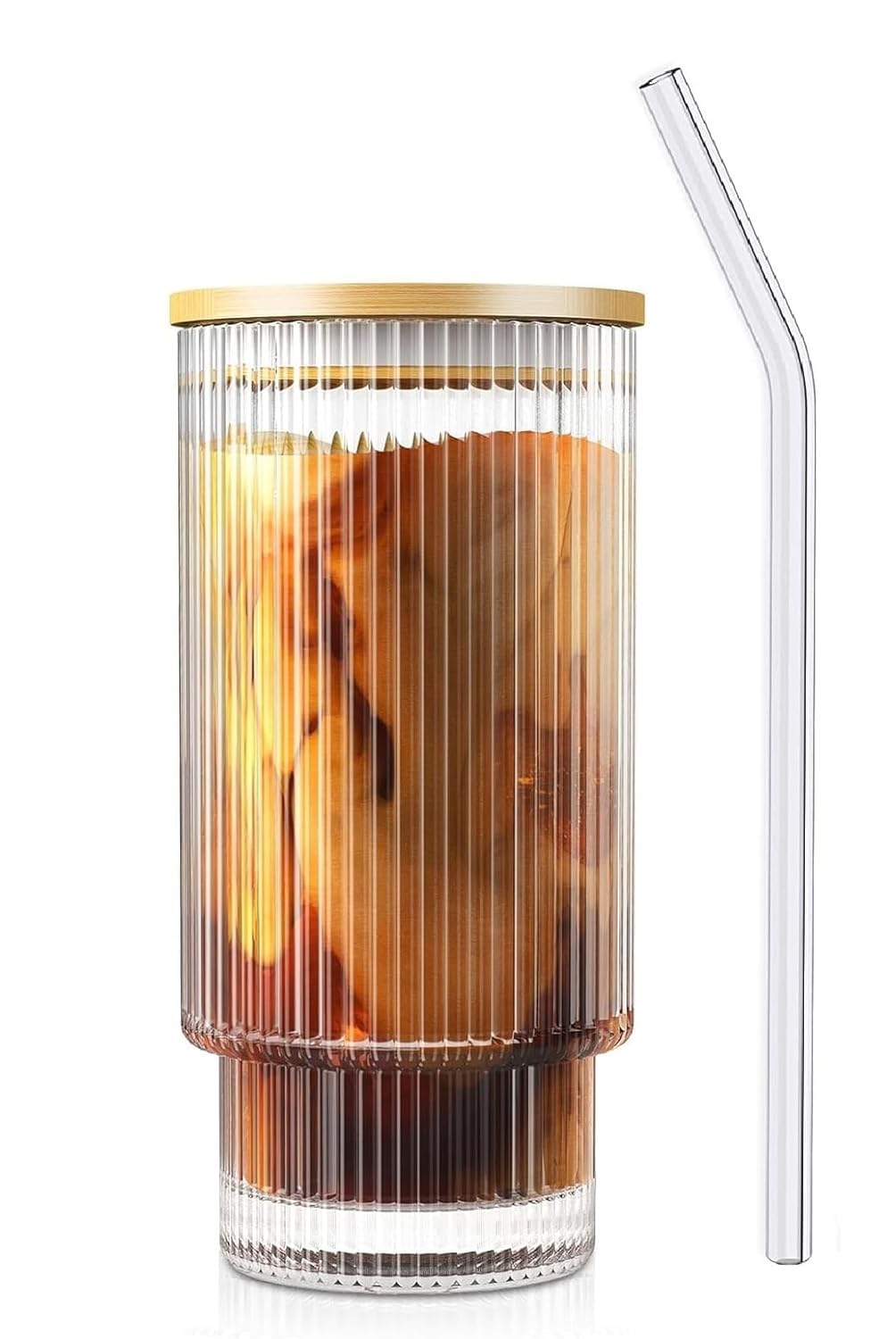 Kikiluxxa Glass Coffee Mug With Straw Green Tea Sipper Tumbler Mug With Lid  Pack Of 1 Travel Mug,Drinking Glass,Glass Sipper,