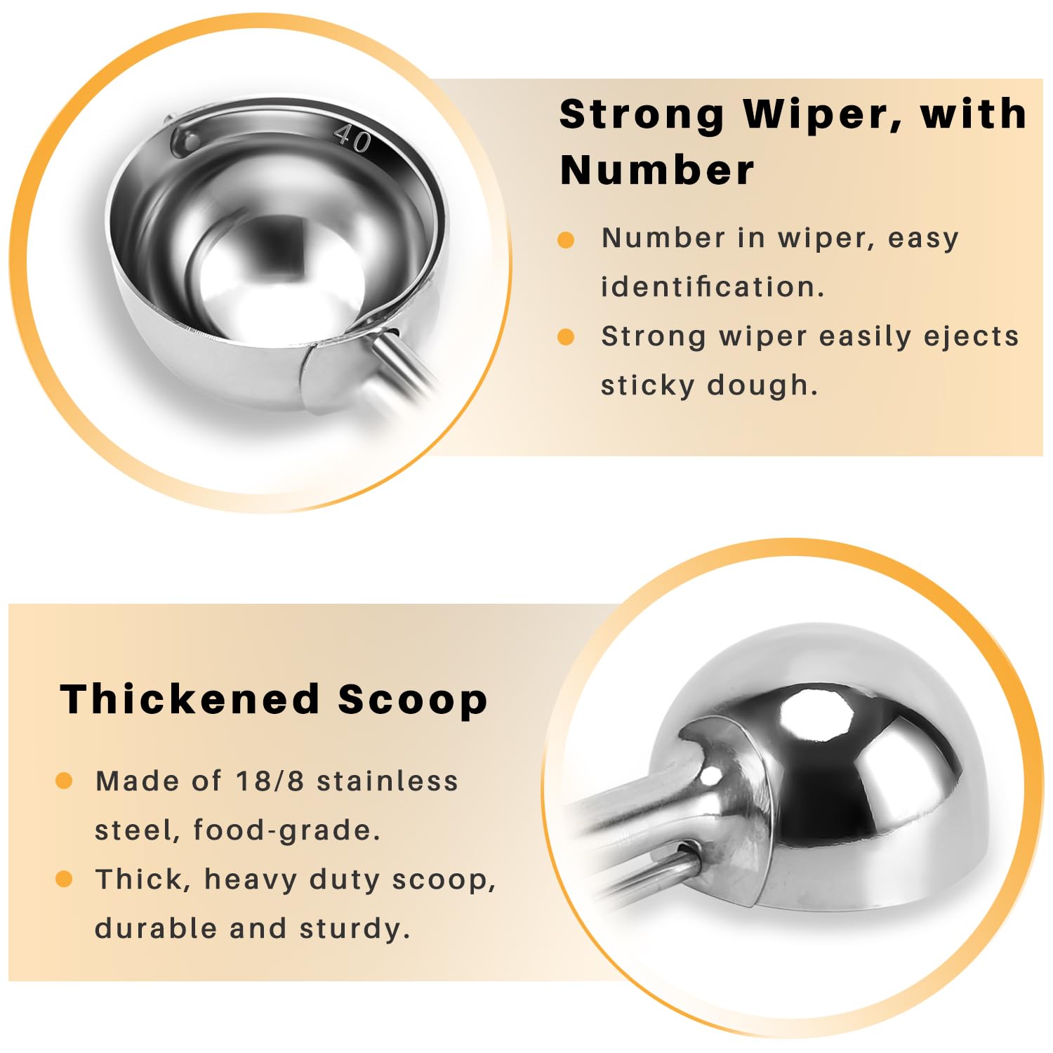 Fayomir Cookie Scoop Set of 3 - Stainless Steel, Silver - 1 Tbsp, 2 Tbsp, 3 Tbsp Melon Baller, Ice Cream Scoop, Model NOV