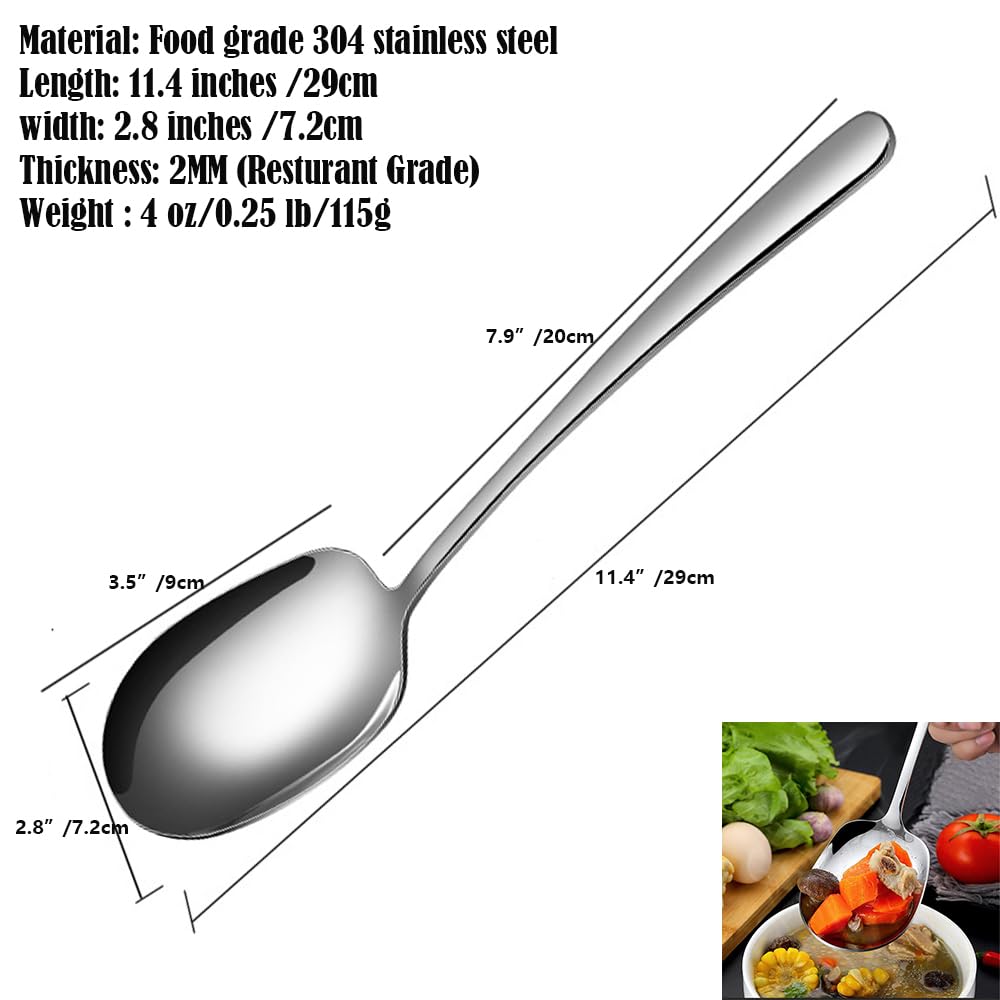 Siaiqiang X-Large Serving Spoons Set,Foodgrade 18/8 Stainless Steel Serving Spoons,11.4 Inch Large Serving Utensils Of Spoons Se