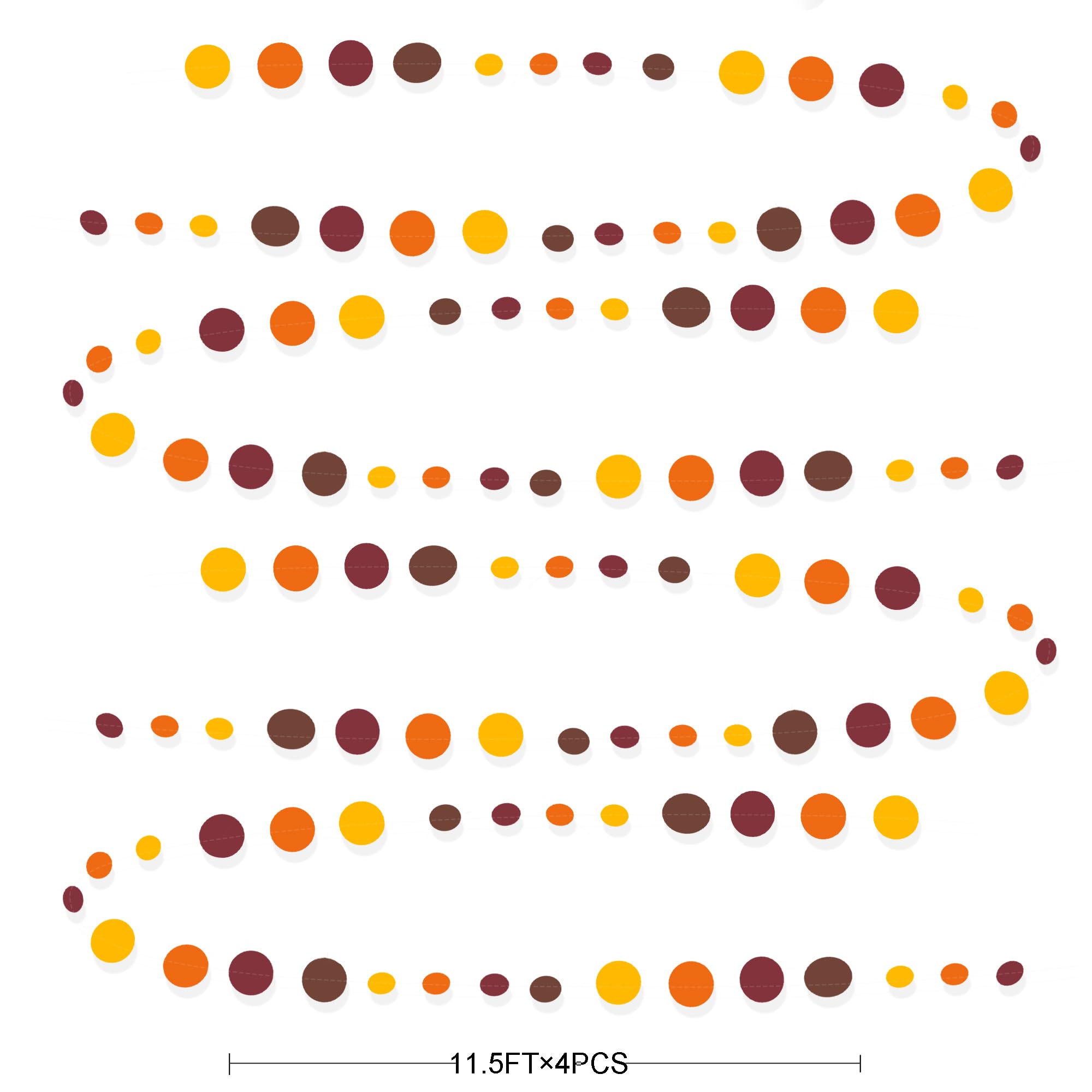 46Ft Fall Party Decorations Polka Dots Garlands Orange Yellow Burgundy Brown Hanging Paper Circle Dots Streamer For Birthday Wed