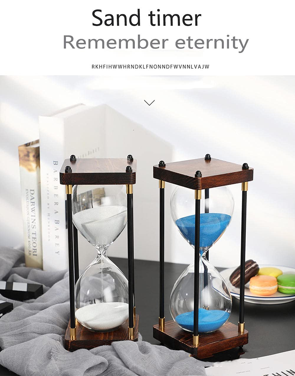 Premium Large Hourglass Sand Timer 60 Minutes, Decorative Sandglass Clock, Modern Hour Glass Timers Gift For Men & Women, Time M
