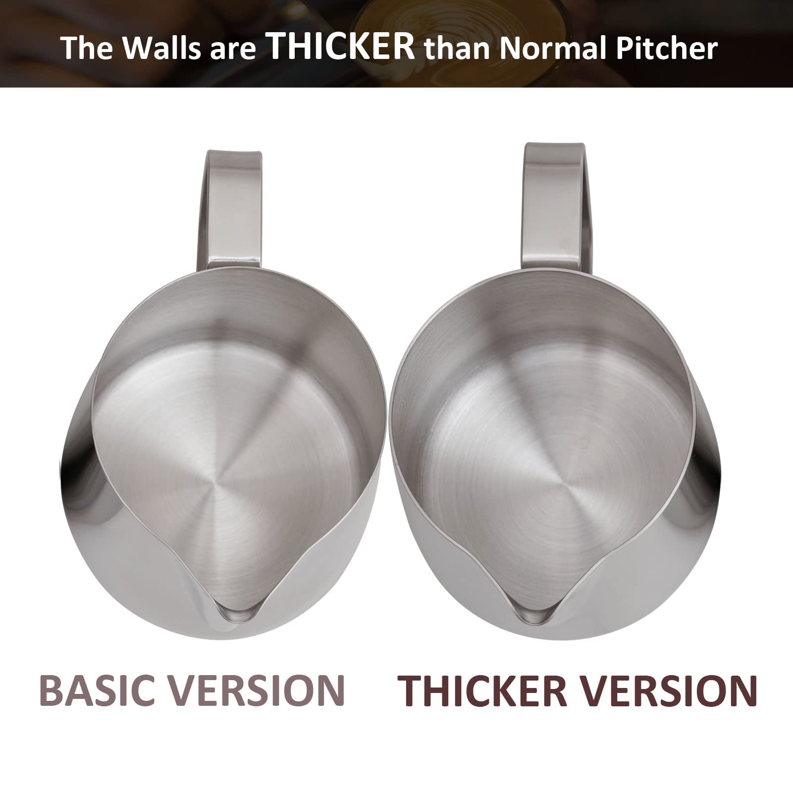 Milk Frothing Pitcher  Thicker Version 600ml 20oz Steaming Pitchers Stainless Steel Milk Coffee Cappuccino Latte Art Barista Steam Pitchers Milk Jug Cup with Decorating Pen