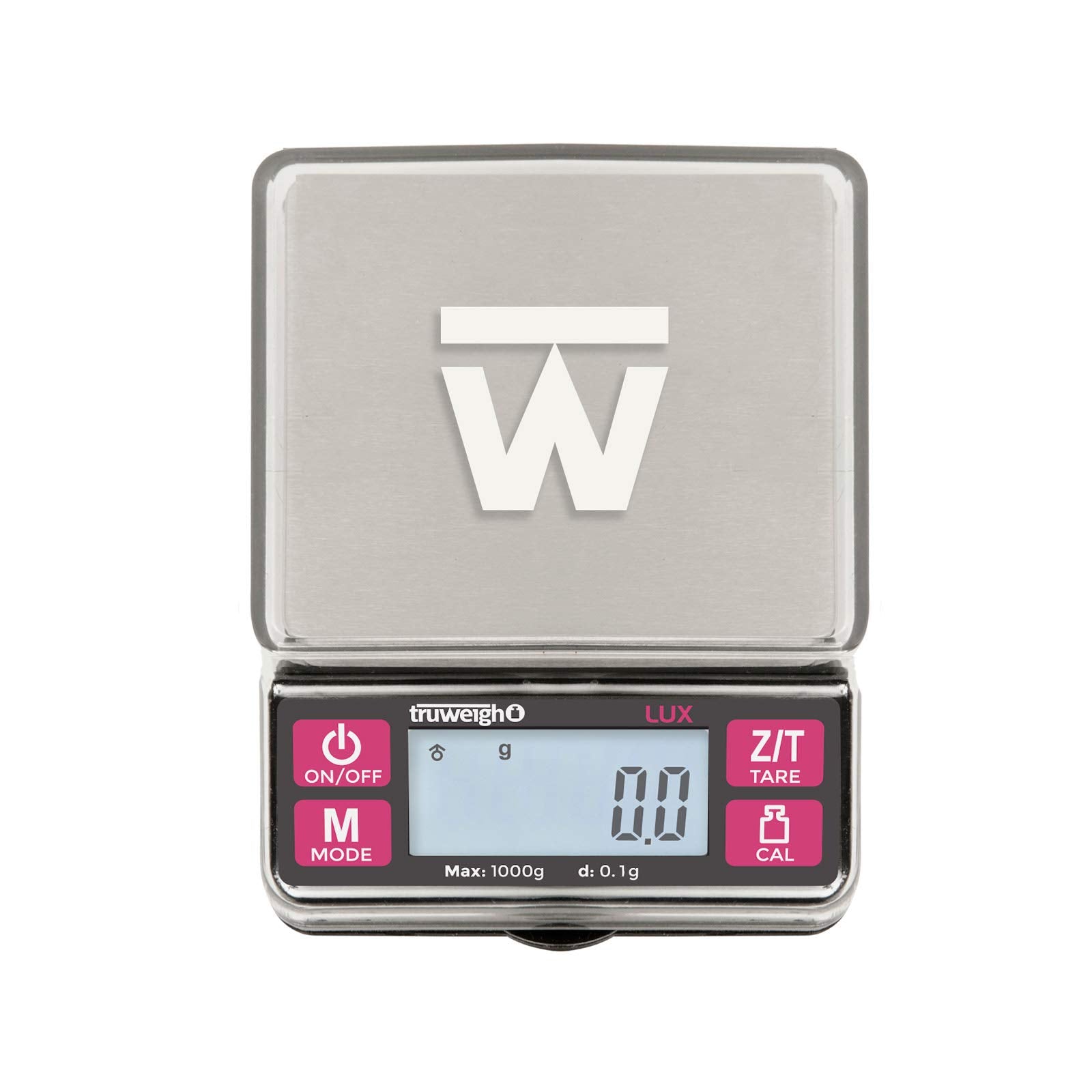 Truweigh Lux Digital Mini Scale (1000G X 0.1G, Black/Red) - Digital Kitchen Scale - Digital Travel Scale - Portable Food Scale -