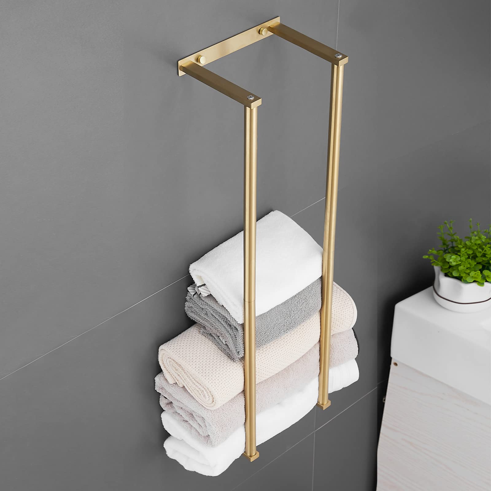Towel Racks For Bathroom, Newrain Rolled Towel Storage Wall Mounted Bath Towel Holder For Folded Large Towel Washcloths, Bathroo