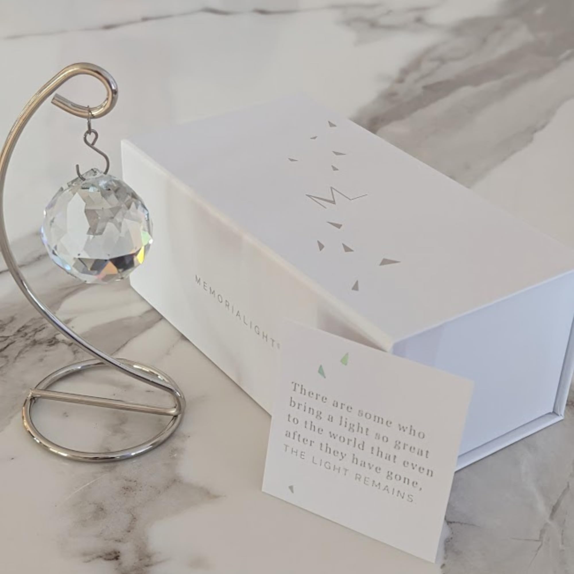 Memorialight Tabletop Sympathy Gift with Stand, Crystal Ornament Rainbow Maker, Unique Memorial Gift, Loss of Family & Loved One