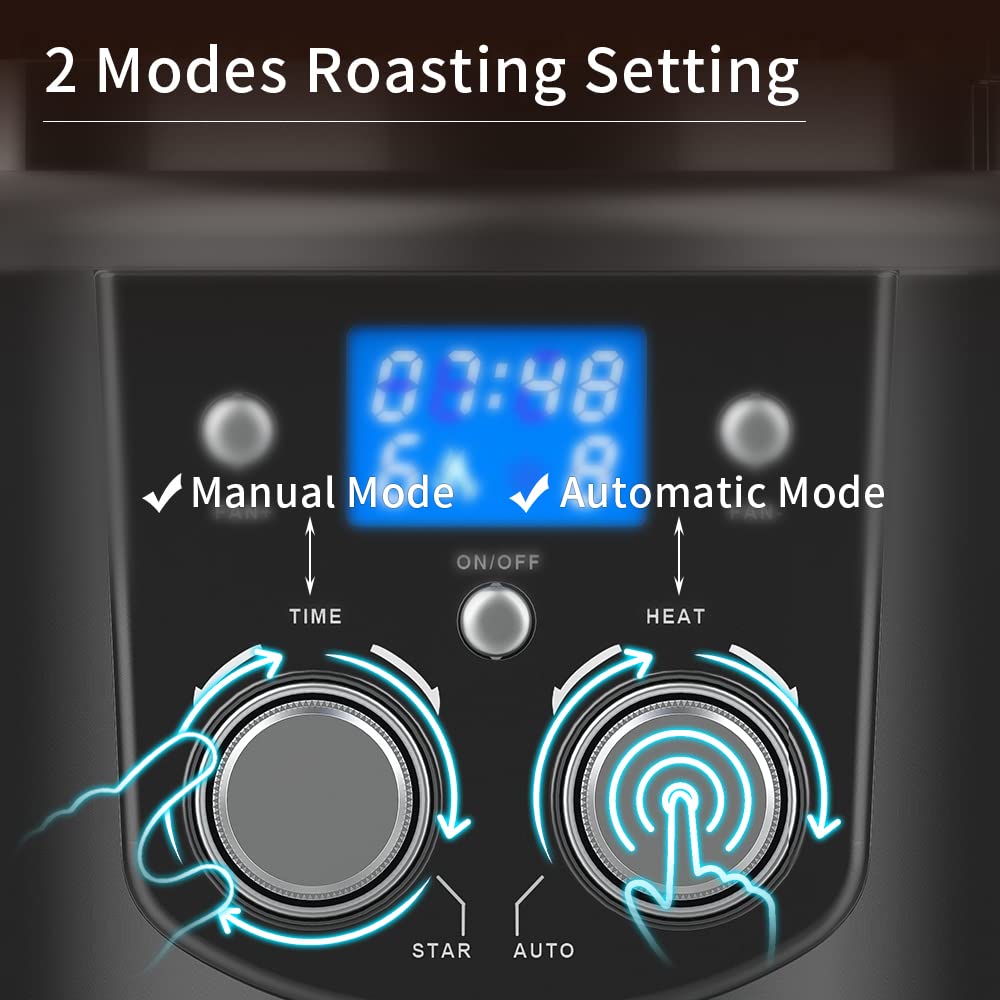 Cafemasy Coffee Bean Roaster Machine - Home Use Air Coffee Roaster With Adjustable Timer Roasting Heating And Air Fan Setting