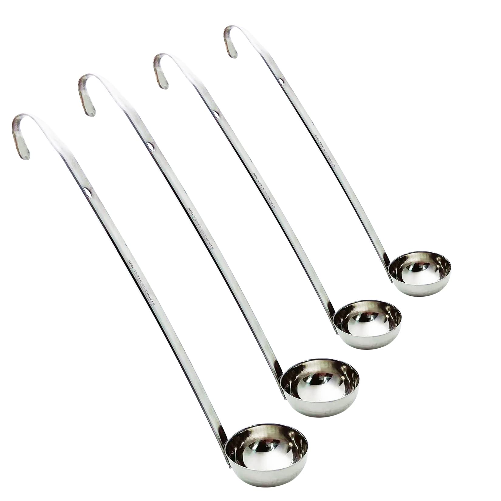 Markeny 4 Pieces Stainless Steel Soup Ladle Metal Handle Ladle With Pouring Rim,1Oz/2Oz/3Oz/4Oz Set Ladles For Cooking Soup Sauc