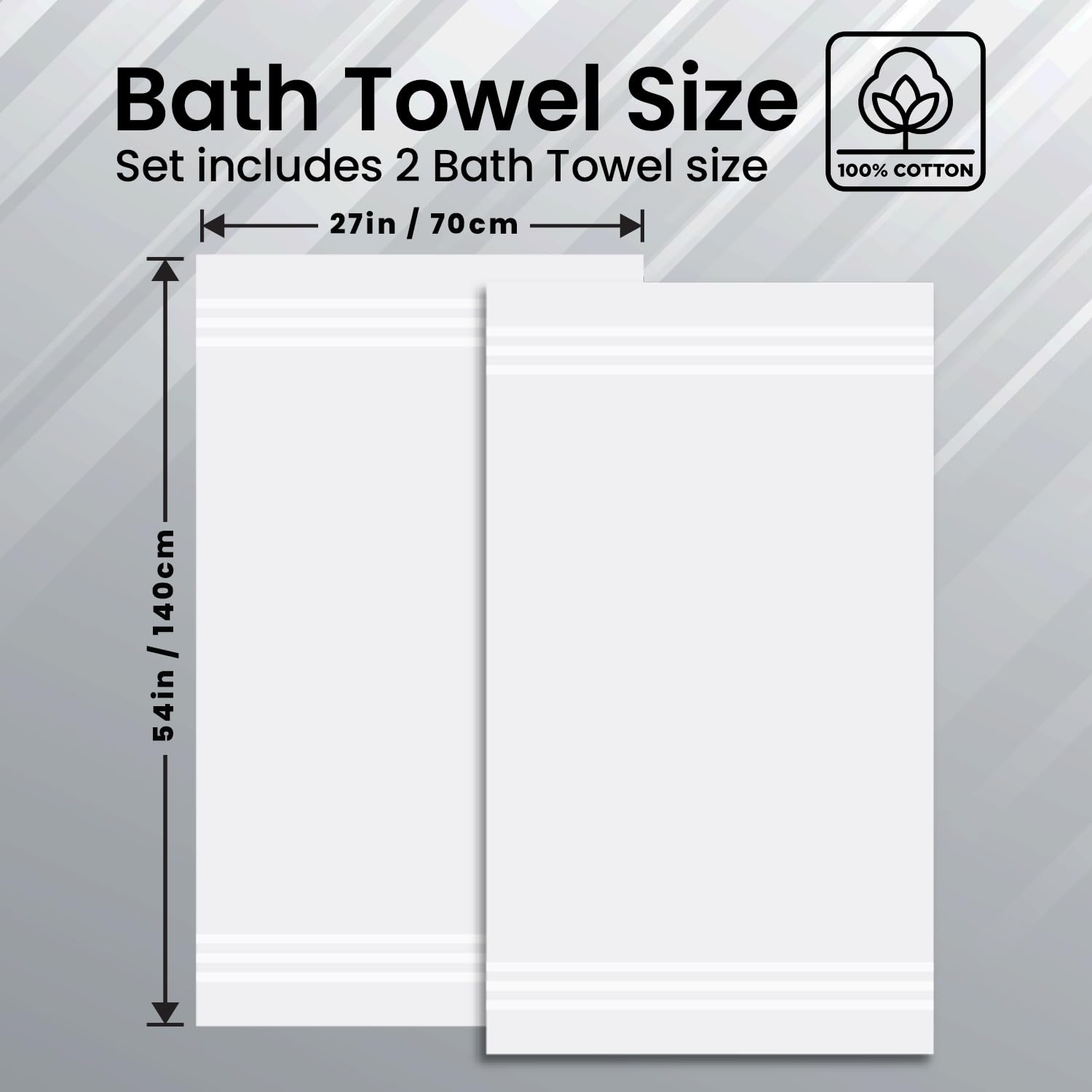 Infinitee Xclusives 100% Cotton Luxury Bath Towels Set Of 2 (27X54 Inches), Soft, Absorbent, Quick Dry, Perfect Towels For Bathr