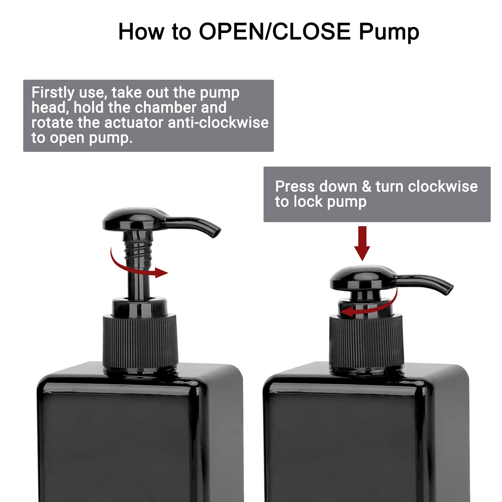 Suream Empty Shampoo Bottles With Pump, 3Pack 9.5Oz/280Ml Refillable Body Wash Dispensers For Shower, Black Plastic Countertop S
