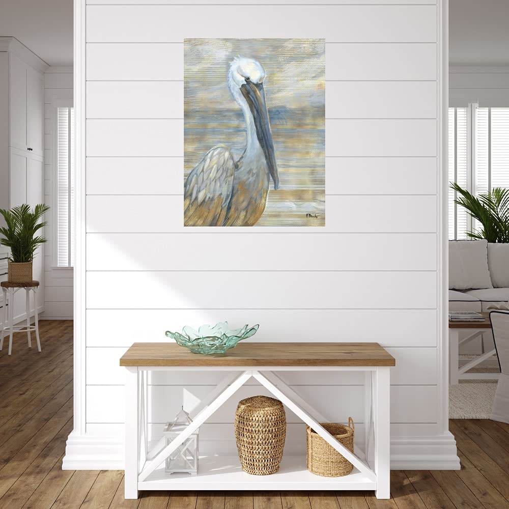 Fine Art Canvas Golden Salty Pelican Canvas Wall Decor By Artist Paul Brent For Living Room, Bedroom, Bathroom, Kitchen, Office,