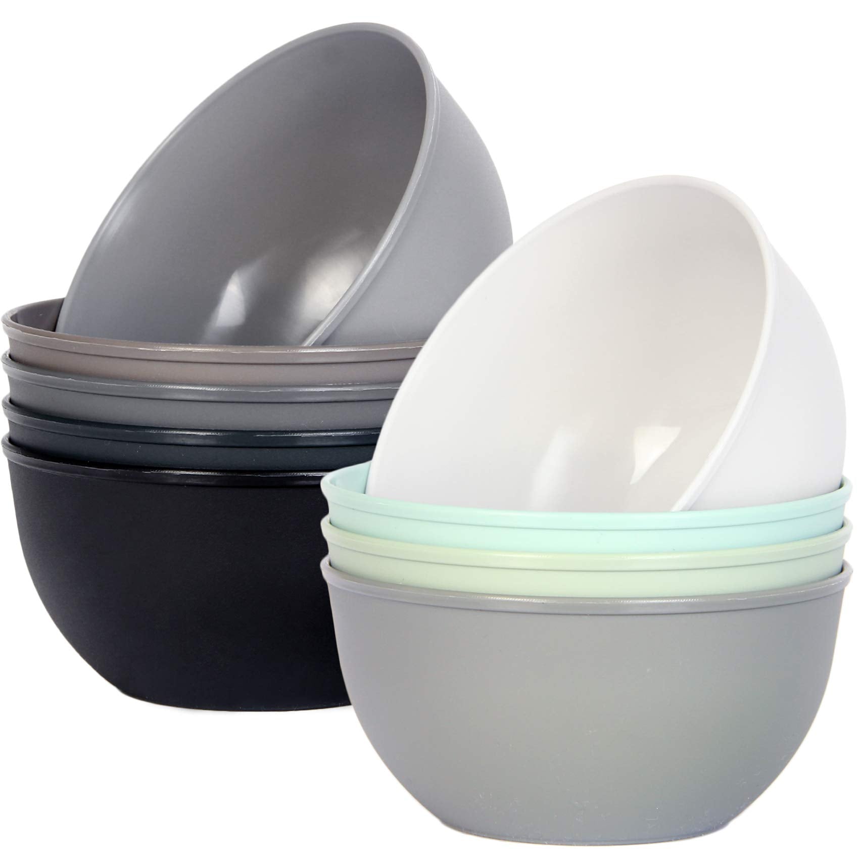 Youngever 9 Pack 10 Ounce Plastic Bowls, Kids Plastic Bowls, Set Of 9 (9 Urban Colors)