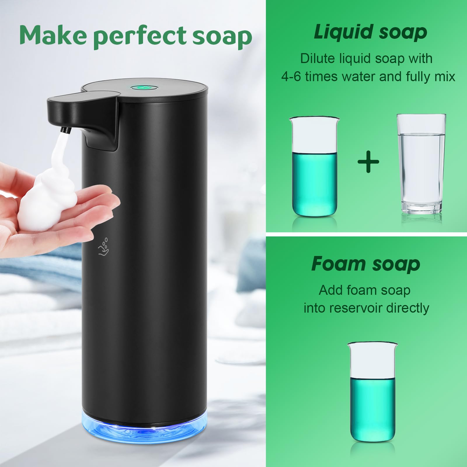 Automatic Hand Soap Dispenser Touchless: Foaming Soap Dispenser Stainless Steel - Free Touch Electric Soap Dispenser Rechargeabl