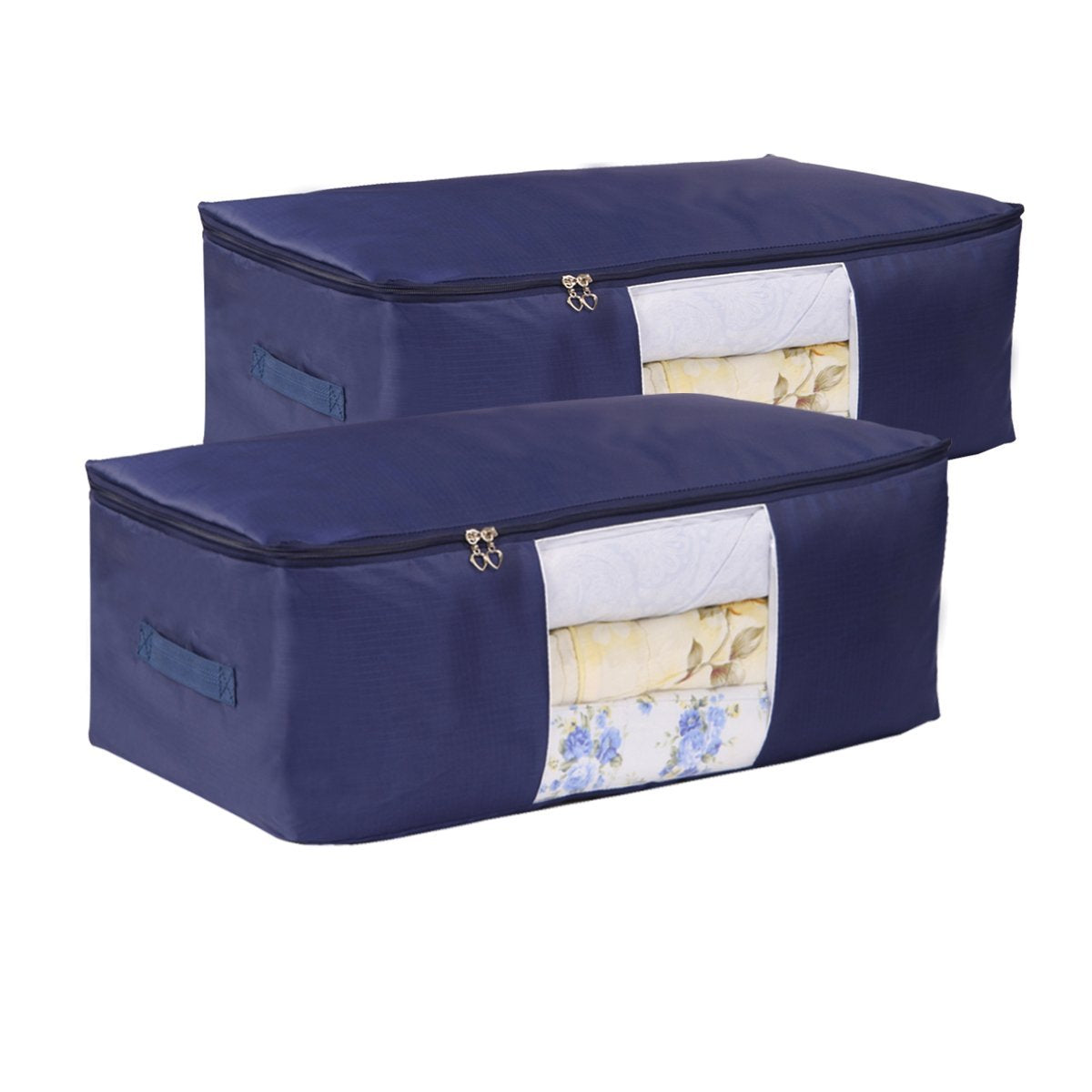 VEAMOR Blanket Storage Bags Pillow Bedspread Bedding Clothes Organizer Storage Containers with Zippers Breathable and Moisturepr