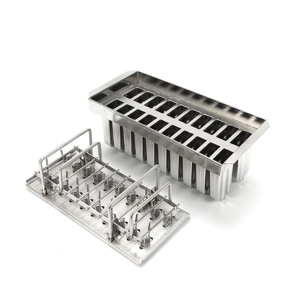 Stainless Steel Ice Lolly Popsicle Molds Kit 20Pcs Ice Cream Stick Holder Round Head Grooved