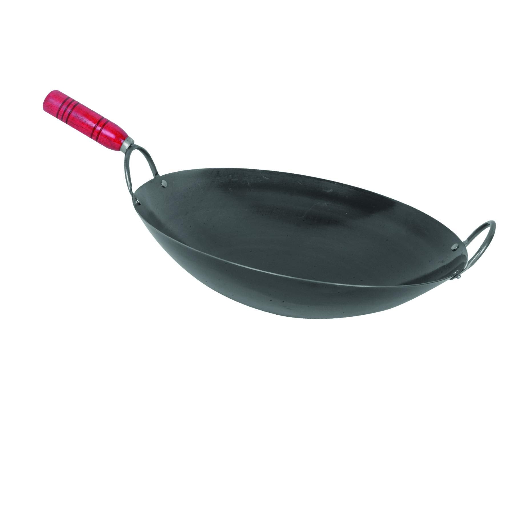 Thunder Group Iron Wok With Wood Handle, 14-Inch