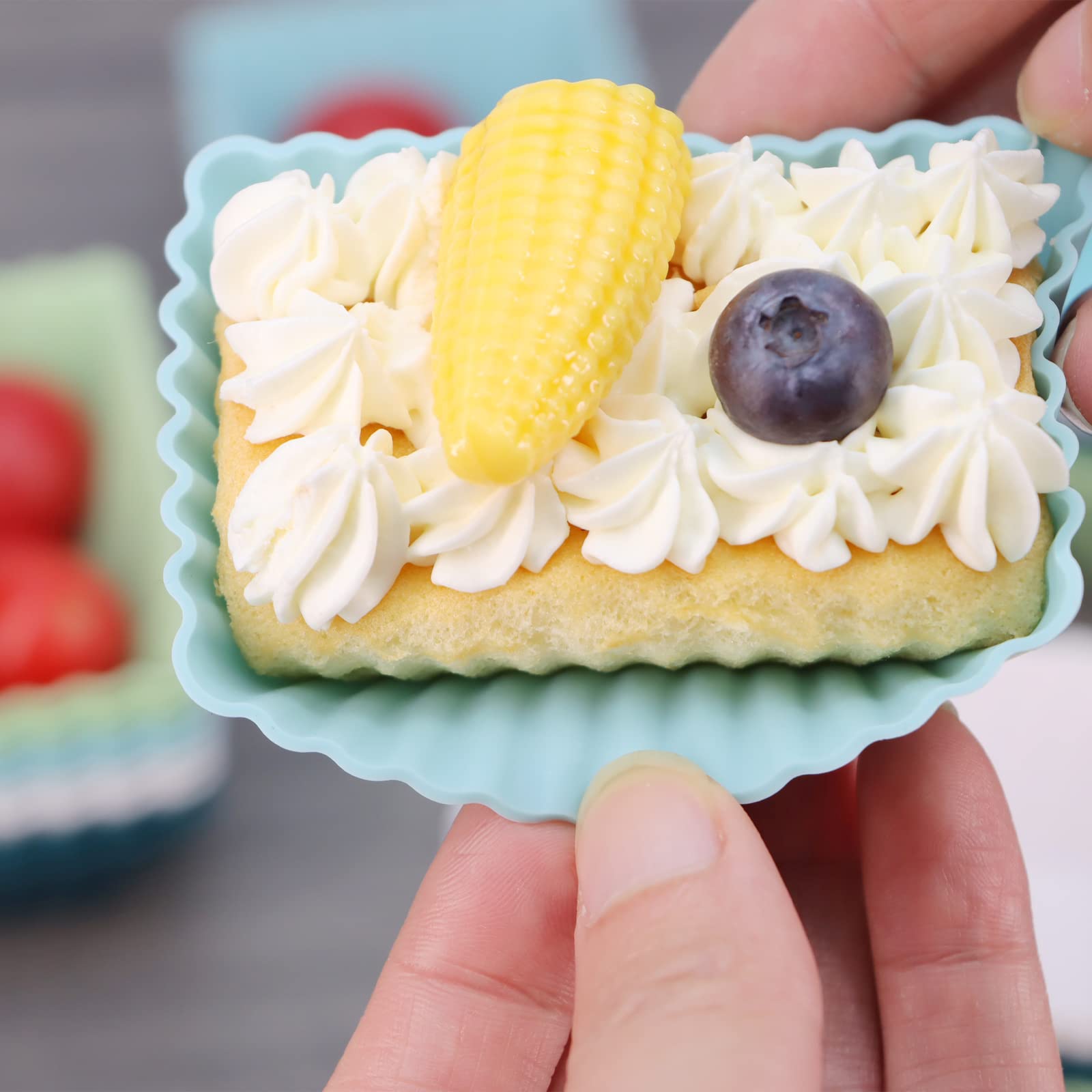 24Pack Silicone Cupcake Liners, Reusable Muffin Cups Baking Molds, 3 Shapes Lunch Box Bento Dividers-Round, Square, And Rectangu