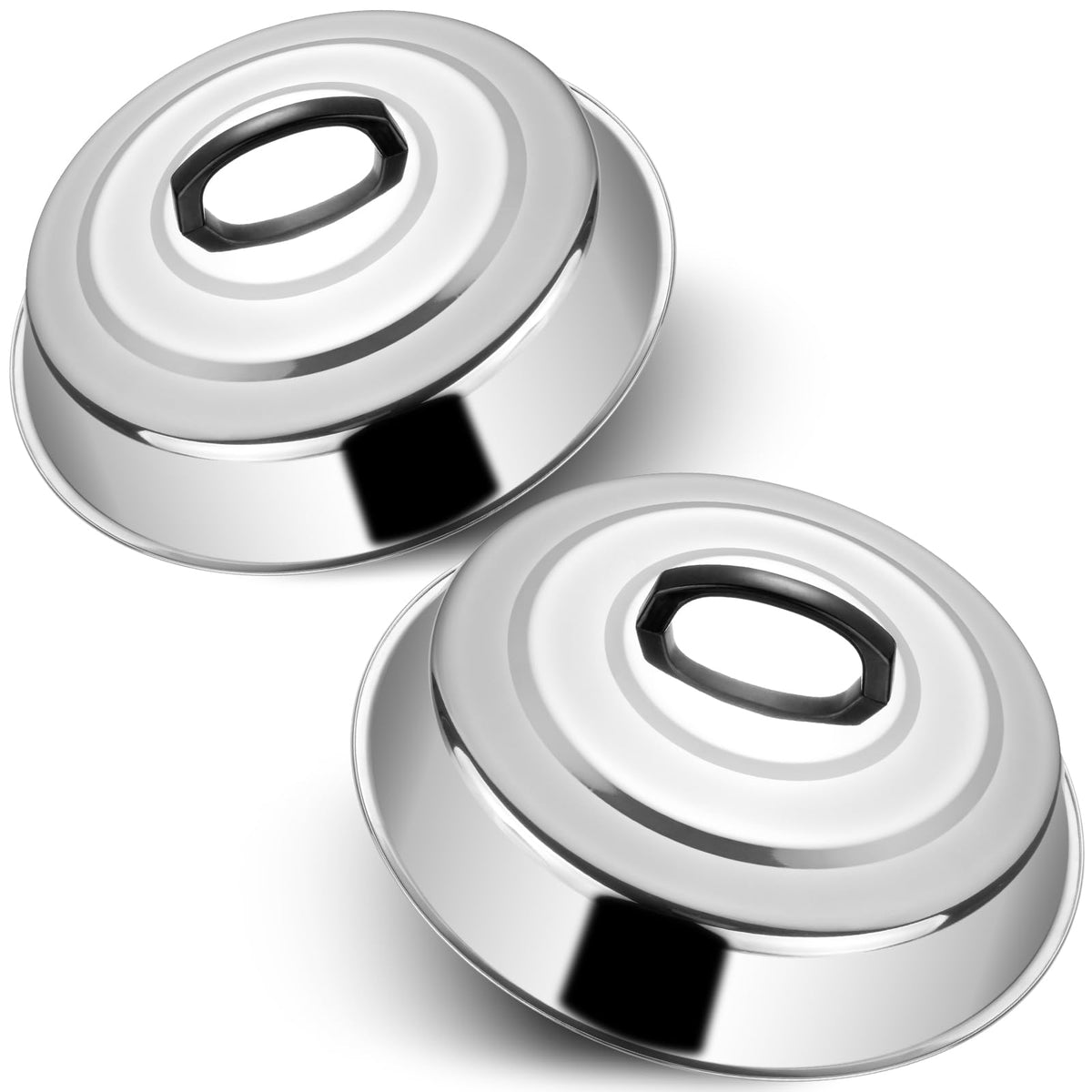 Cheese Melting Dome Set Of 2-12 Inch Round Basting Cover - Stainless Steel - Metal Steam Cover - Griddle Accessories For Flat To