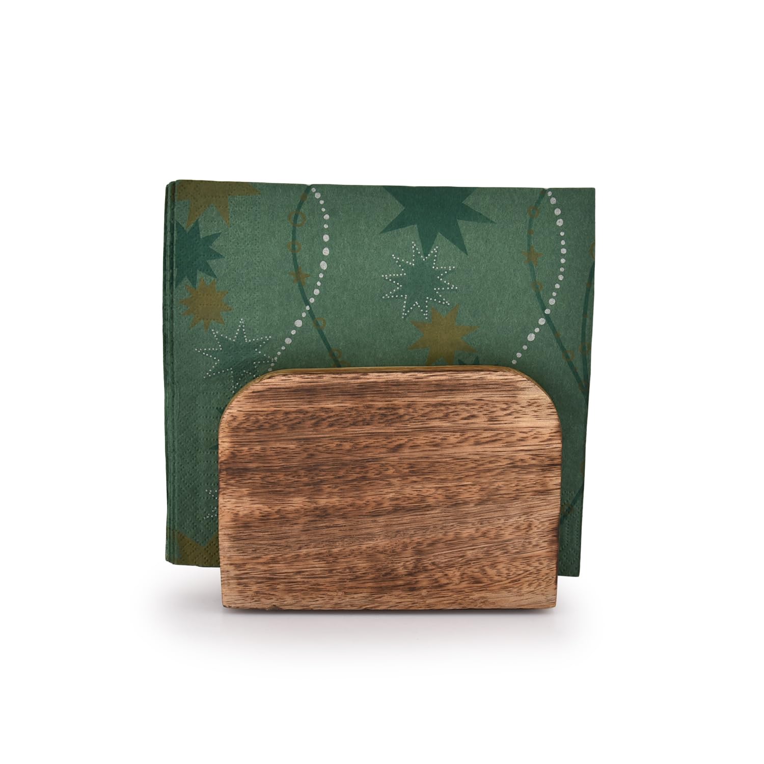 Samhita Burning Finish Mango Wood Napkin Holders For Kitchen Upright Paper Napkin Storage Dispenser House, Party, Restaurant, Ho