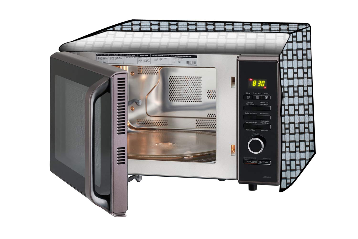 Stylista Microwave Oven Cover For Samsung 21 L Convection Ce73JdB/Xtl Lattice Pattern Grey