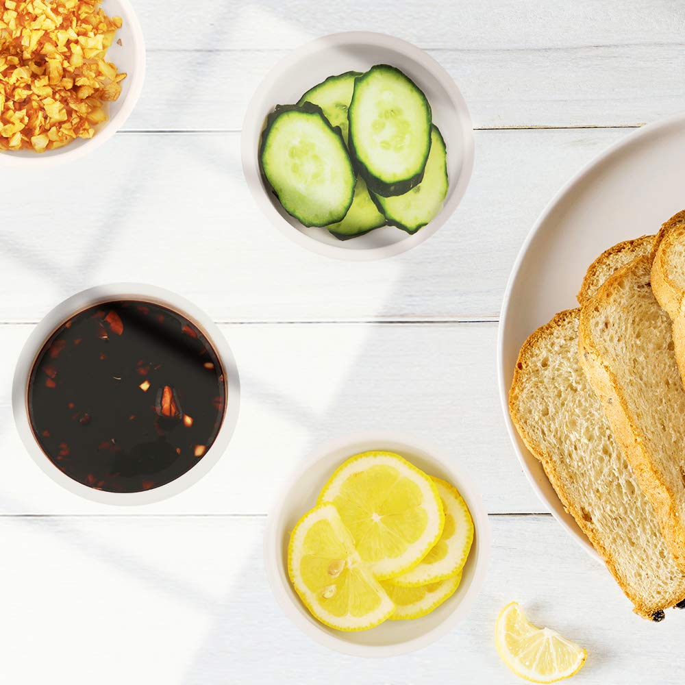 Cyimi 3.5'' Ceramic Soy Dipping Sauce Dishes Set Of 4 Small Porcelain Seasoning Dish Multipurpose Single Color White Side Sauce