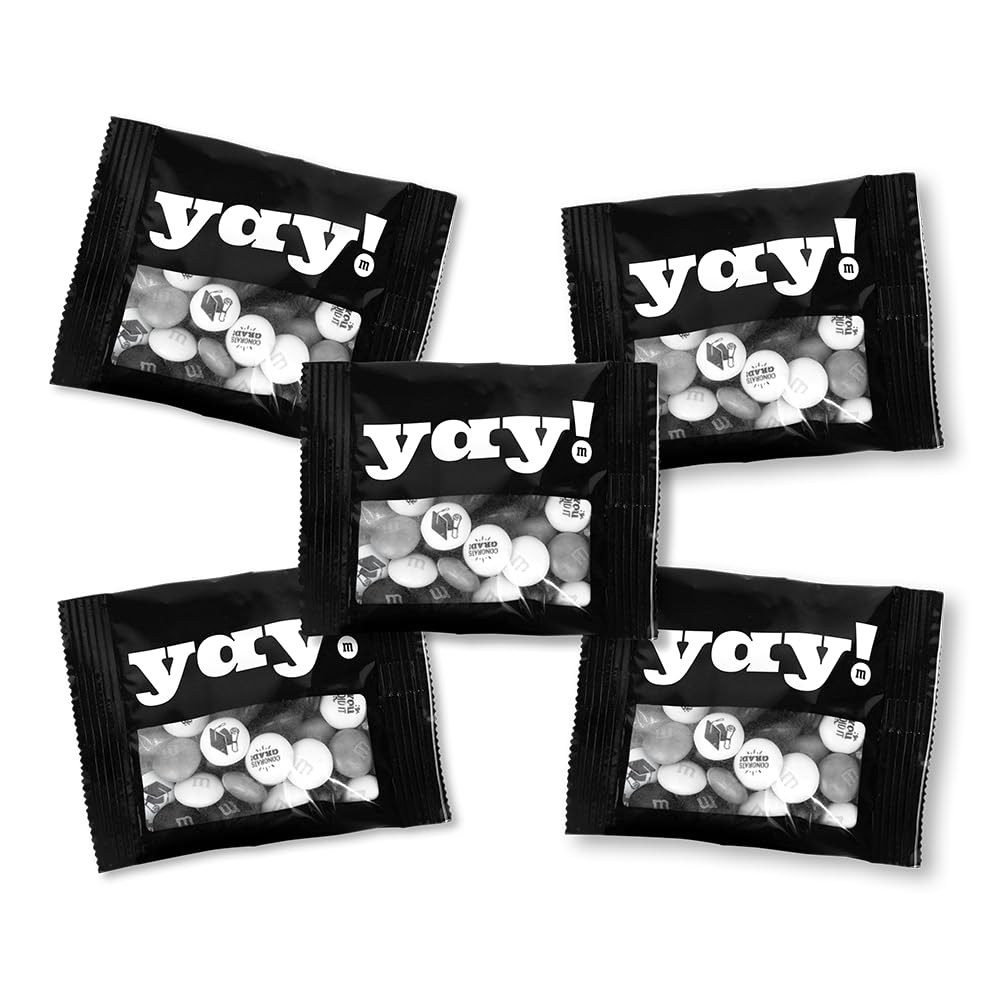 M&MS World Graduation-Themed M&MS Individual Packs with YAY! Congrats Icons, For Graduation Party Favors, Decorations, Congratu
