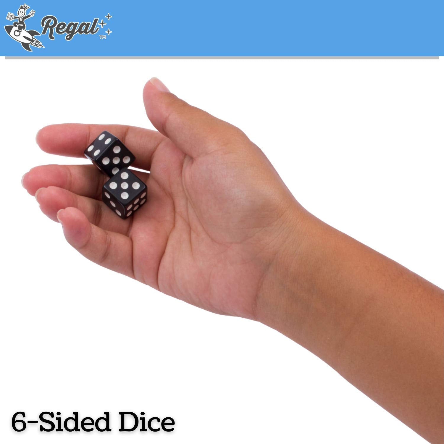 Regal Games - 6-Sided Urea Game Dice Set - Standard 16Mm Size - 50 Count - Black - Perfect For Group Events, Bulk Buying