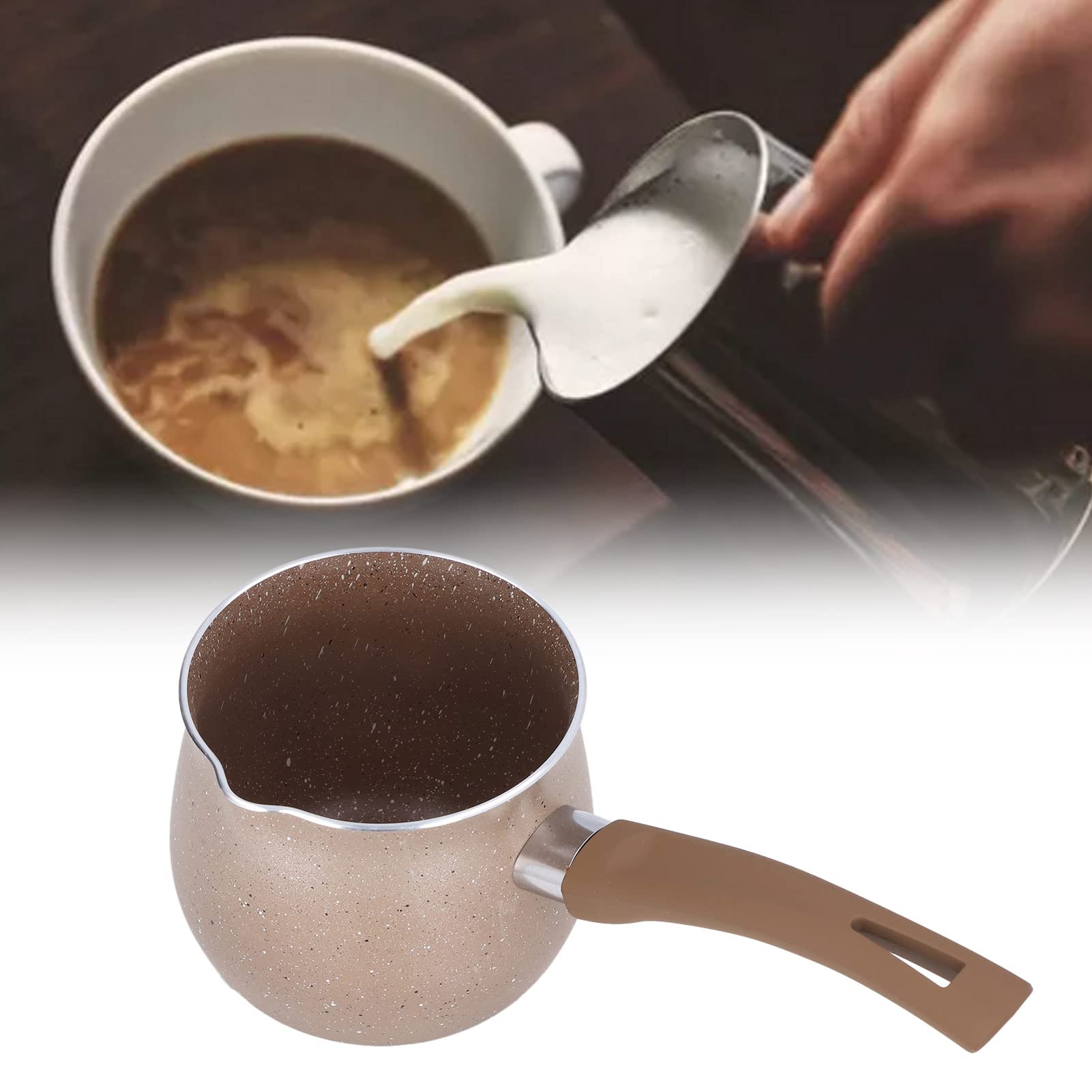 Aluminium Alloy Nonstick Milk Pan, Single Handle Anti-Scalding Sauce Pan Sauce Pot, Mini Saucepan Coffee Pot Egg Boiling Pot For