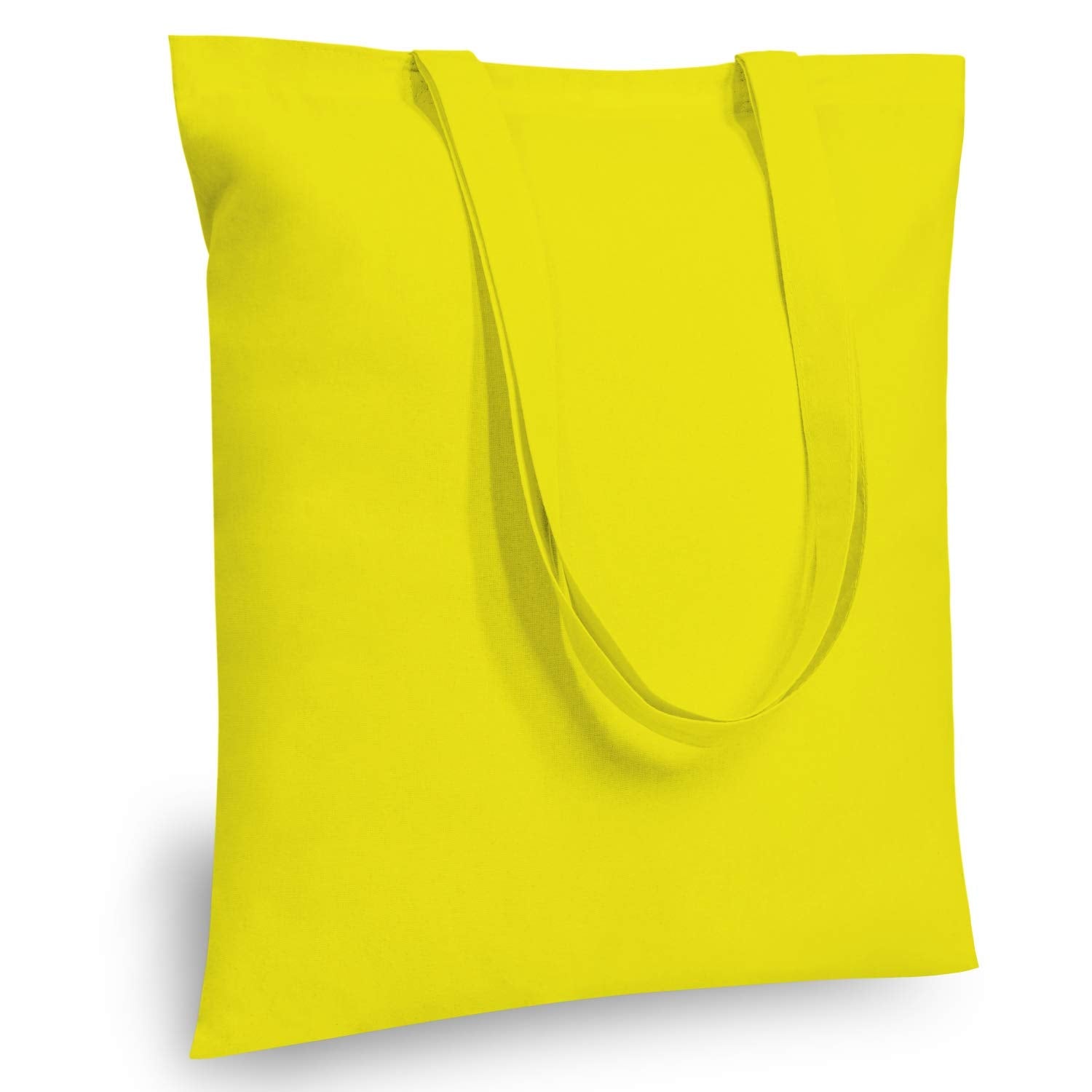 TOPDesign 12-Pack Economical 16x15 Yellow Cotton Tote Bag, Lightweight Medium Reusable Grocery Shopping Cloth Bags, Suitable for