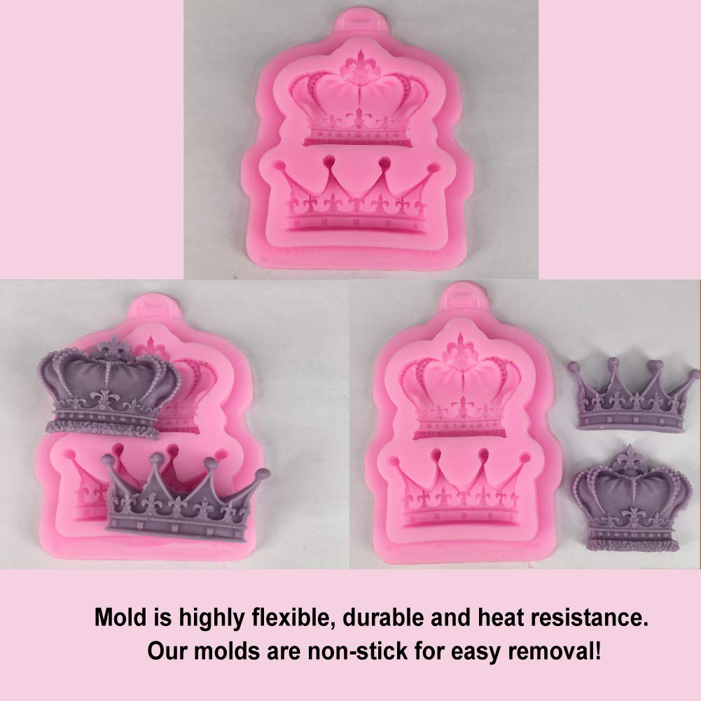 Simur 4 Pack Crown Fondant Candy Silicone Molds Bows Crown Heart Mold For Sugarcraft, Cake Decoration, Cupcake Topper, Chocolate