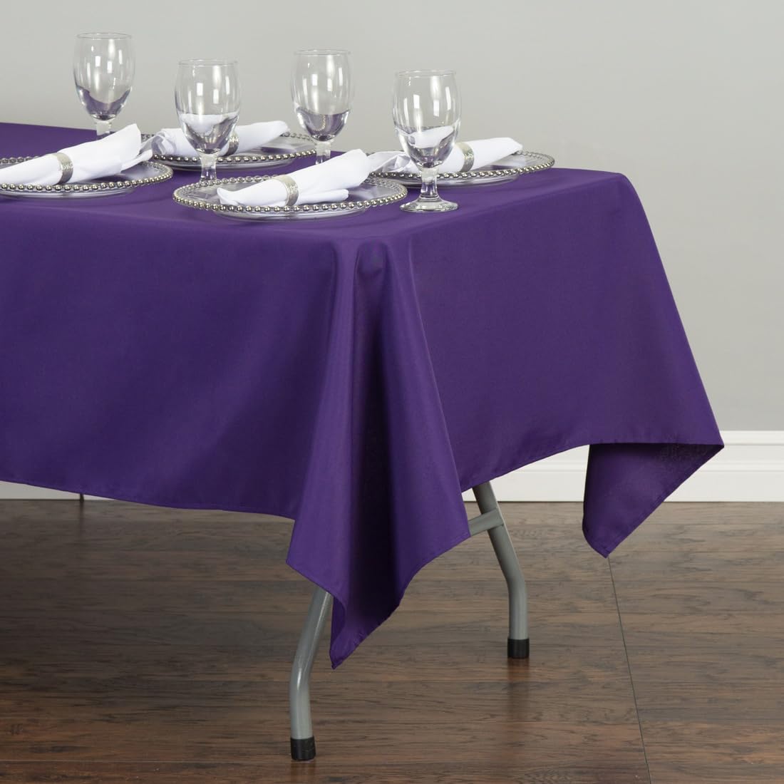 Ltc Linens 2 Pack Purple Rectangular Tablecloths 60 X 126 Inches For 8 Feet Rectangle Banquet Tables With Half-Drop - Stain And