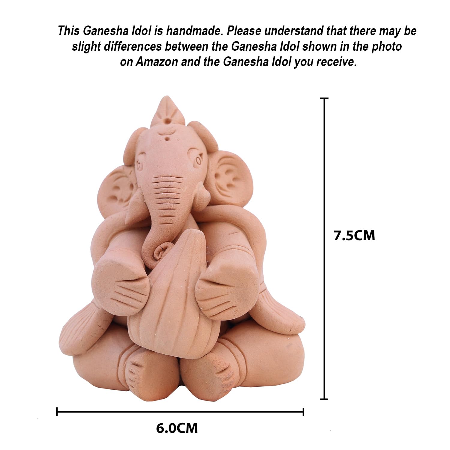 A Karveer Crafts Terracotta Clay Ganesh Idol Handmade For Home Decorative Showpiece/Gift/Office Table Wear
