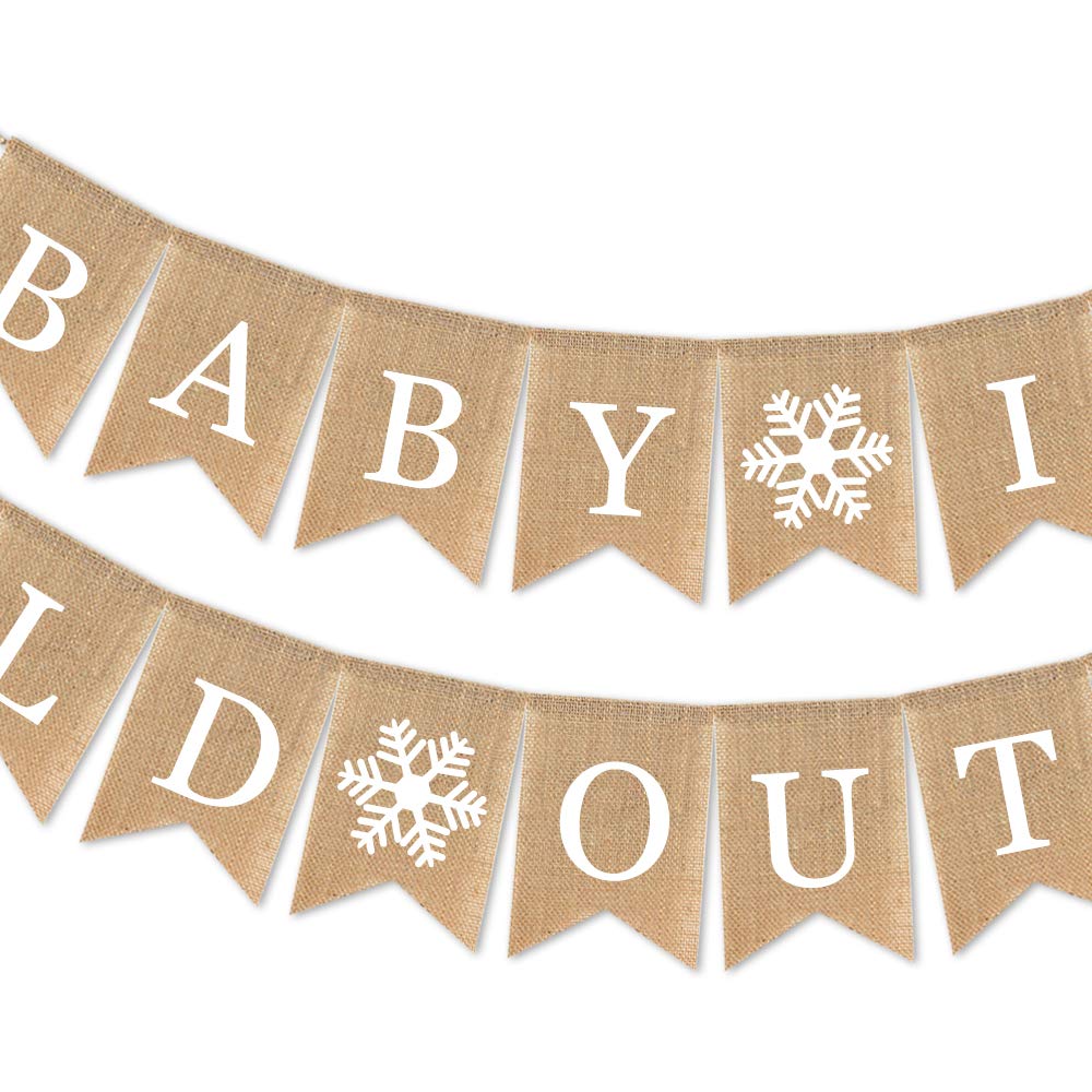 7-Gost Burlap Baby It'S Cold Outside Banner Baby Shower Party Winter Decoration Supplies